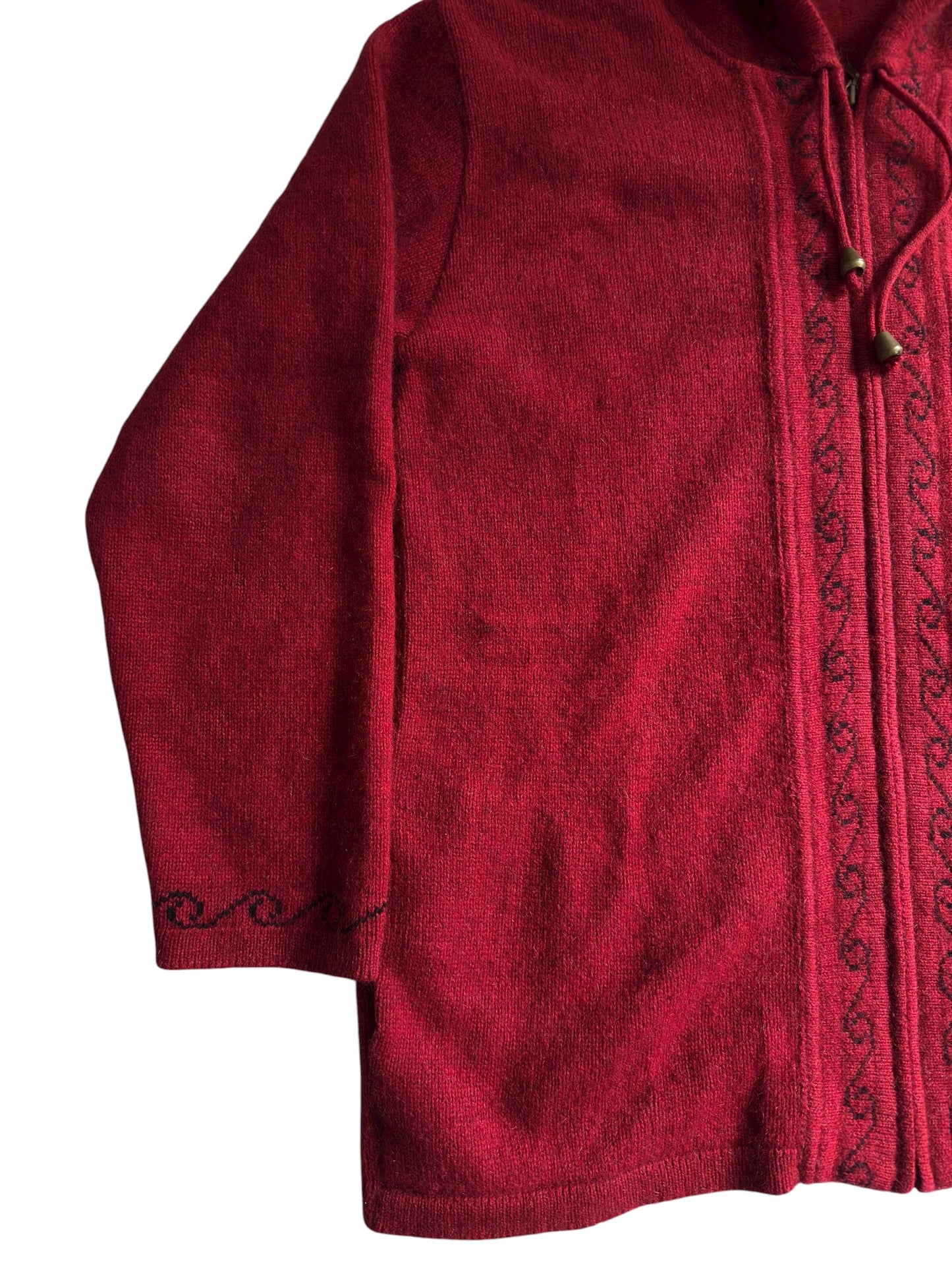 🍷 Hanorac Vintage Burgundy – Merino Wool + Possum Fur + Silk – Women’s L