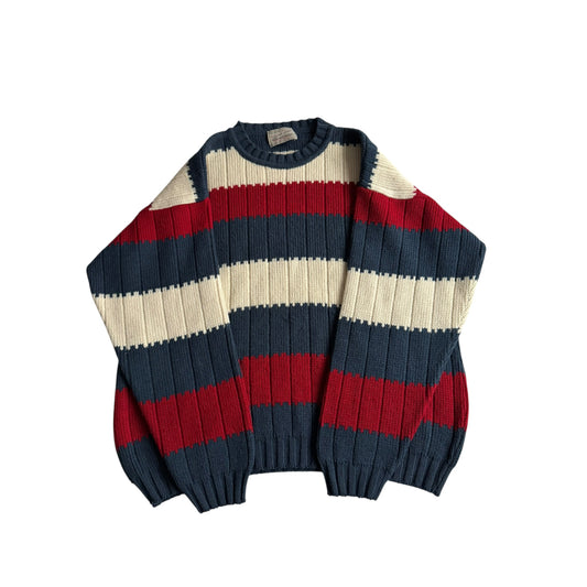 🧶 Pulover Vintage Bărbați Avirex cu Dungi – L