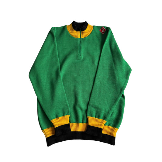 🧶 Pulover Y2K Bărbați Verde Quarter Zip din Lână și Acril – L