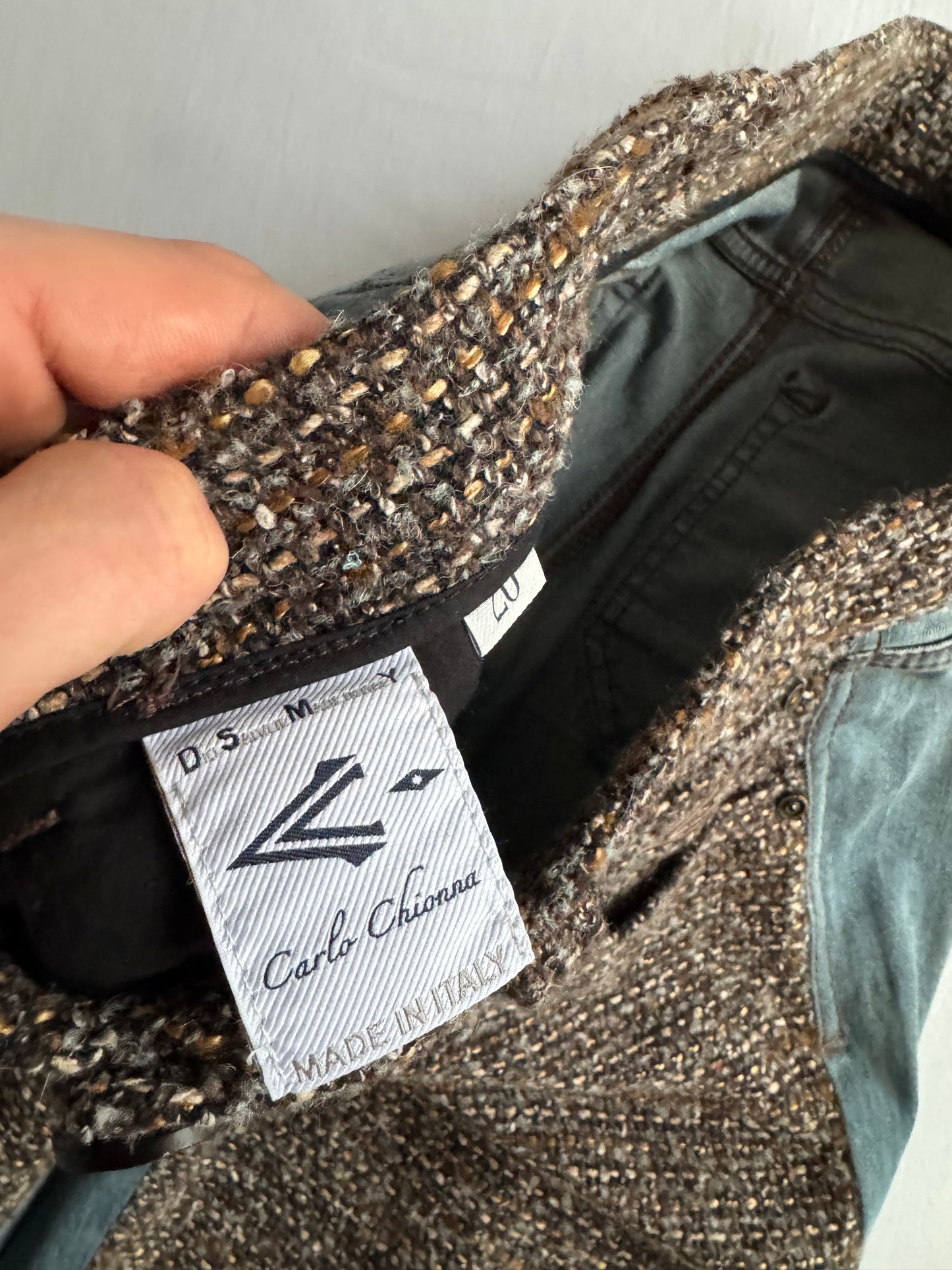 🪵 Jeans Y2K Damă Flared din Tweed și Denim – US 28