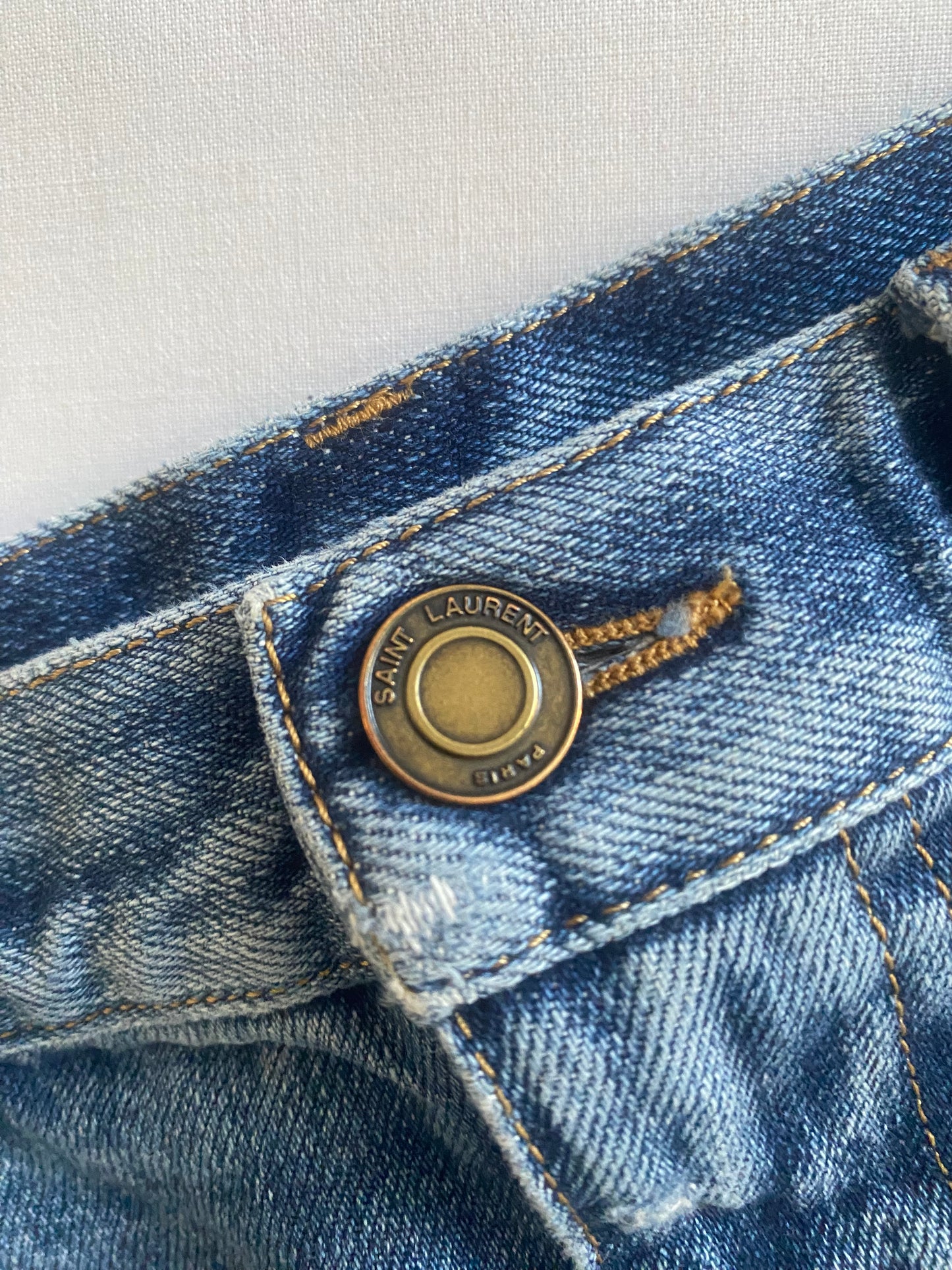 Fustă Denim Y2K Saint Laurent – Măsură Estimată S – Talie 36 cm 👖✨