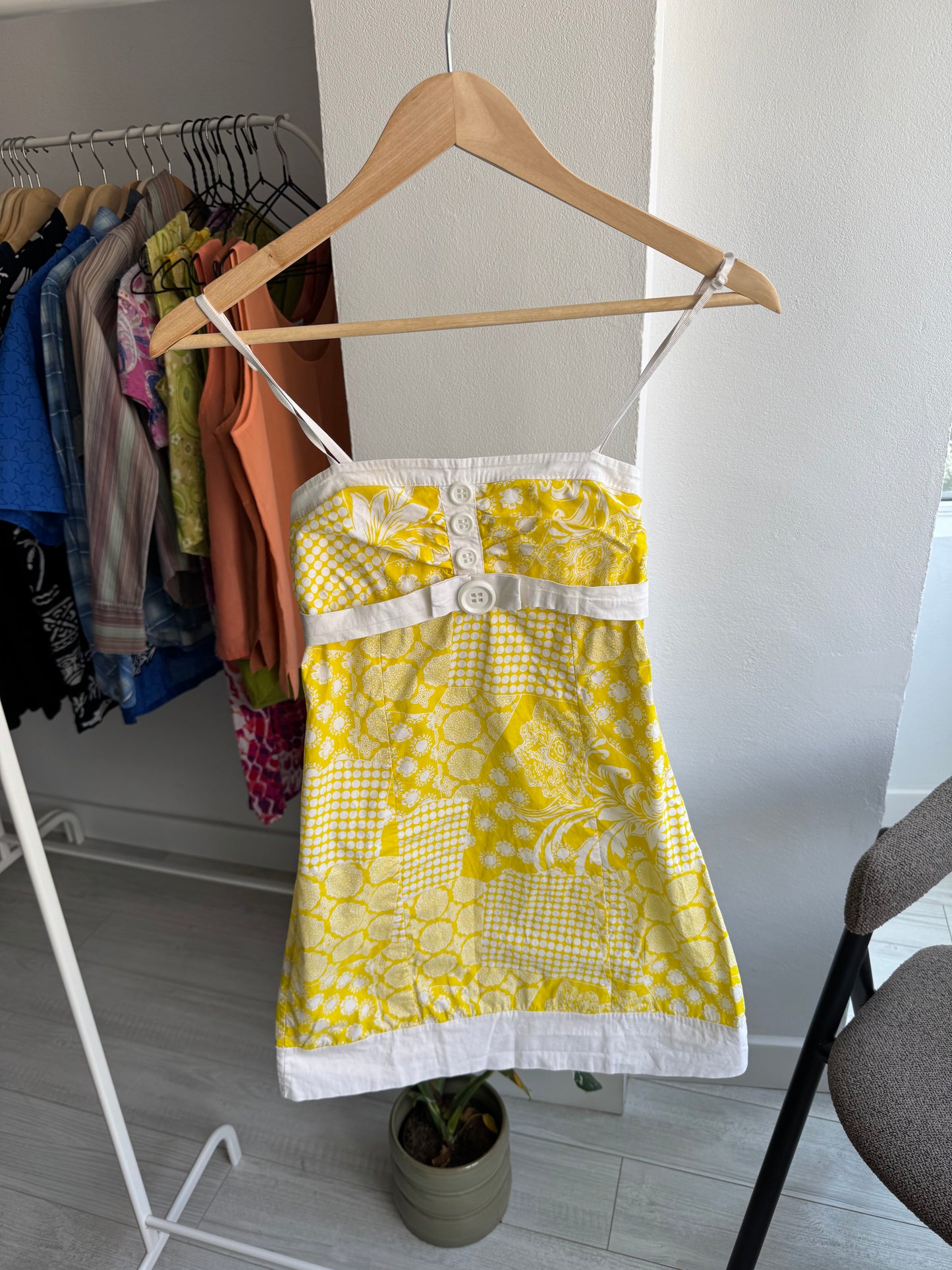 🍋 Top Imprimat Galben Y2K | Made in Italy – M Damă