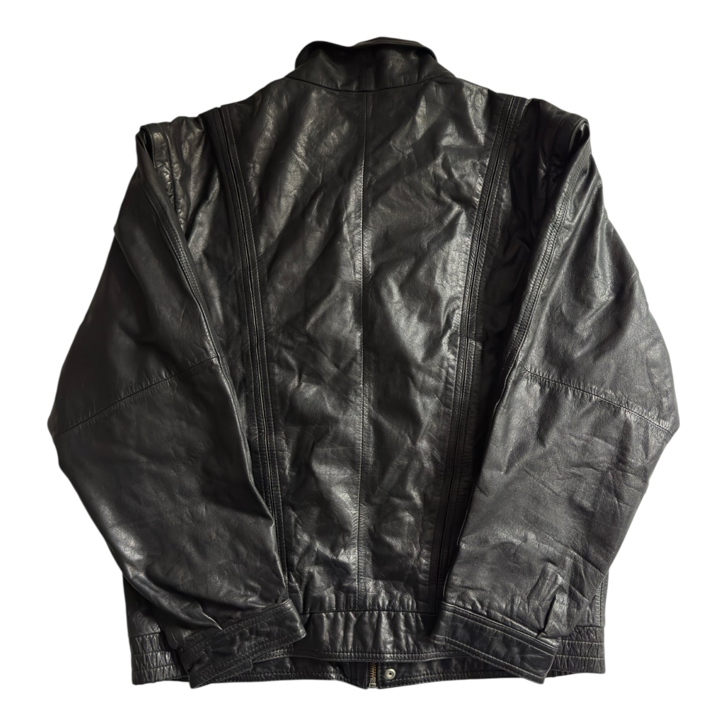 ☕️ Jachetă vintage din piele neagră cu mâneci detașabile – mărimea L