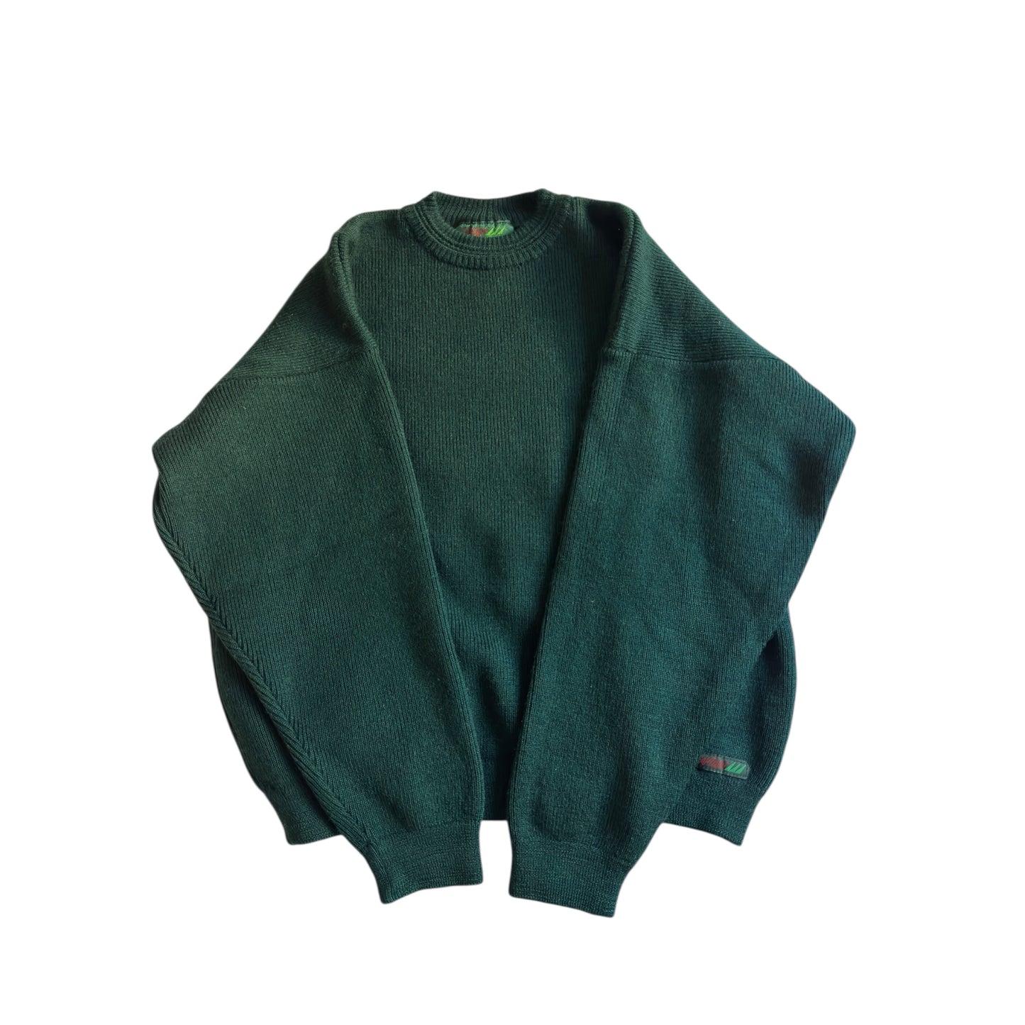 🇫🇷 🧶 Pulover vintage verde închis – mărimea L (Made in France)