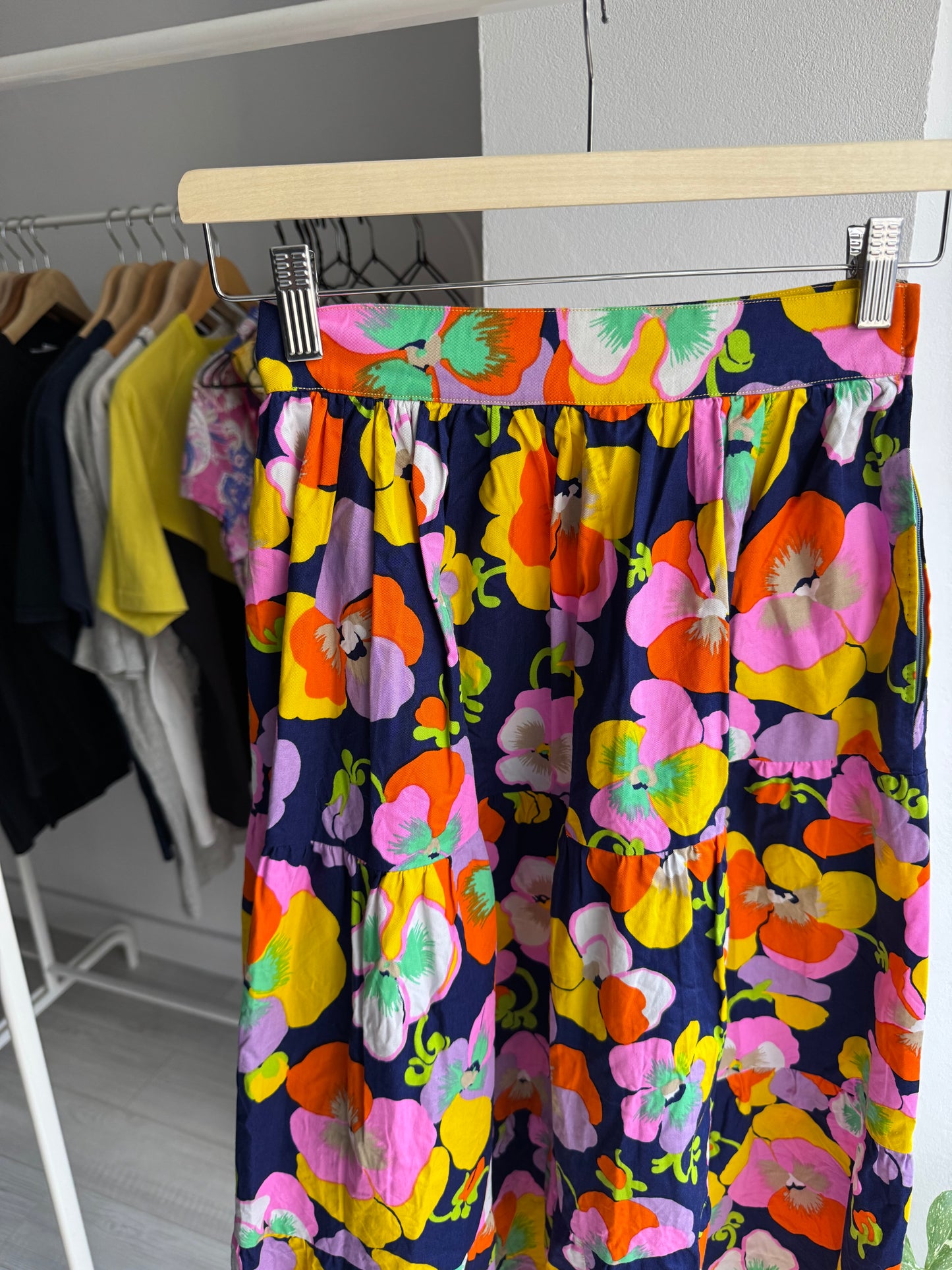 ☀️ Fustă Vintage Floral cu Print – Approx. XS–S Damă