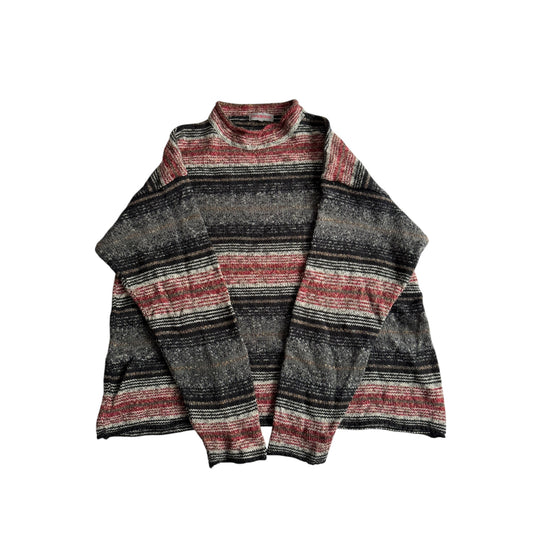 🧶 Pulover Vintage Moc Neck Texturat - Blend Lână – M Bărbați