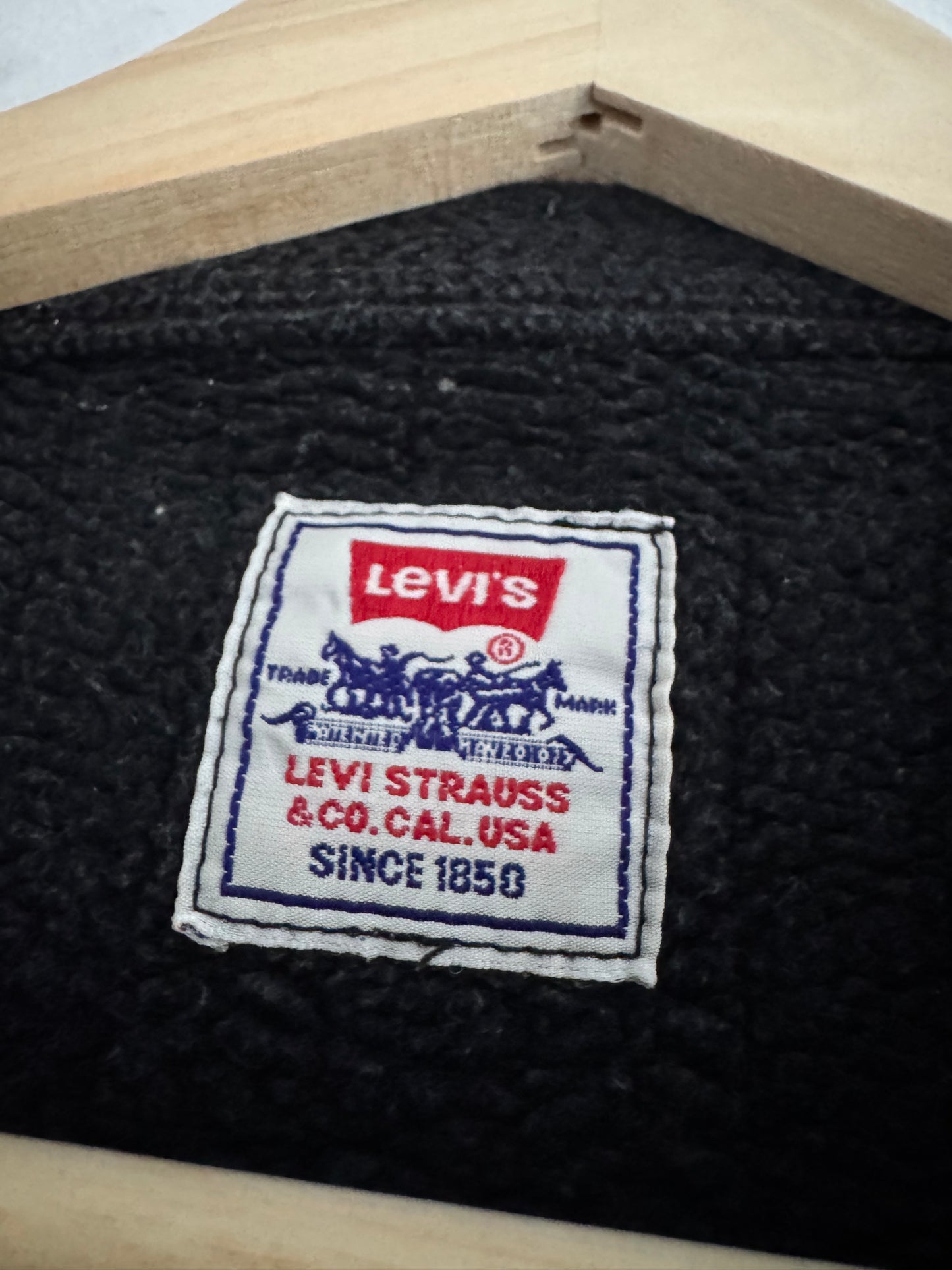 🧶 Overshirt Vintage Bărbați Levi’s Negru Tricotat din Bumbac și Acril – L