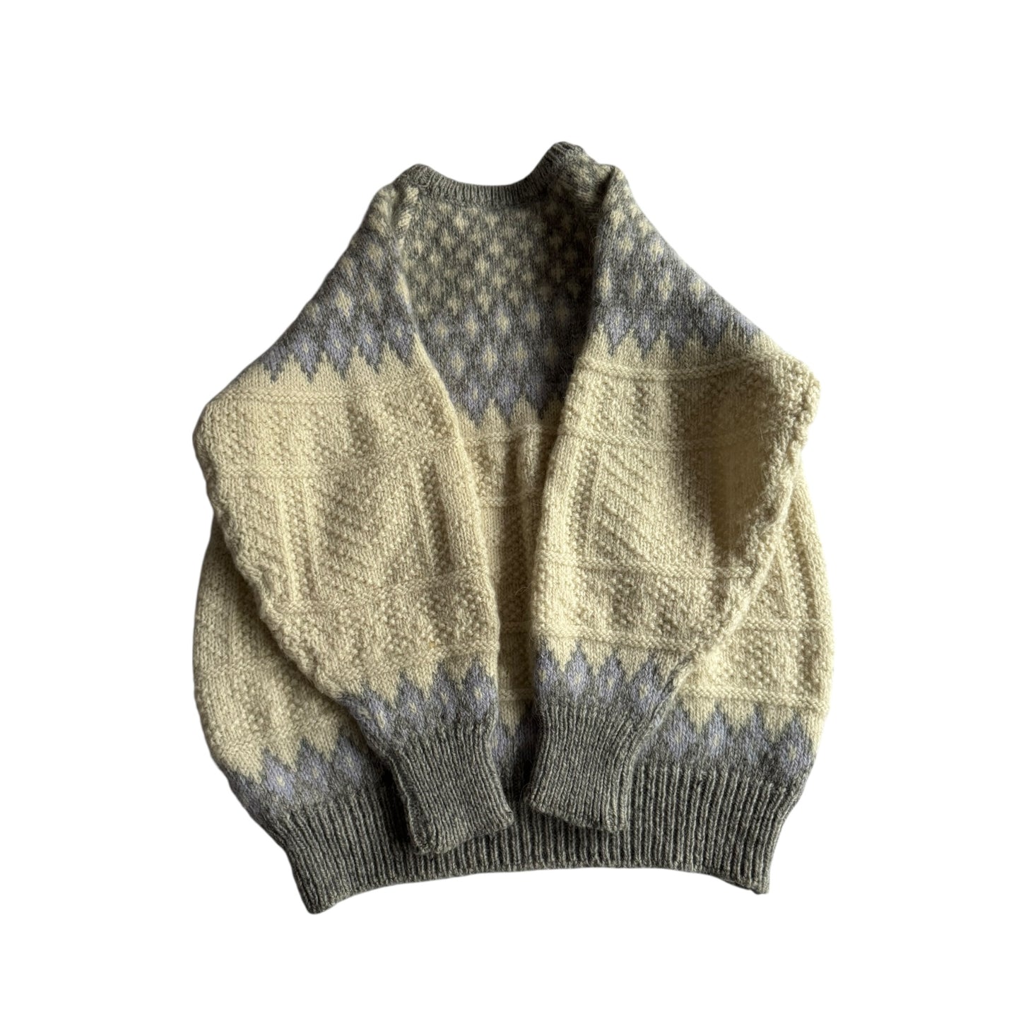 ❄️ 🧶 Pulover Vintage Nordic din Lână – L