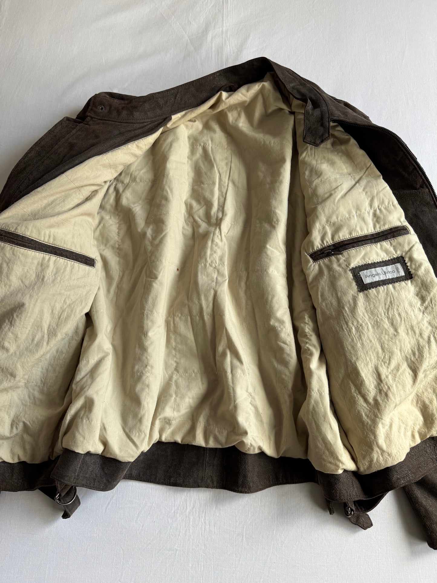 🏍️ Jachetă Y2K Bărbați Racing din Piele Întoarsă de Porc Maro – L (fit XL)