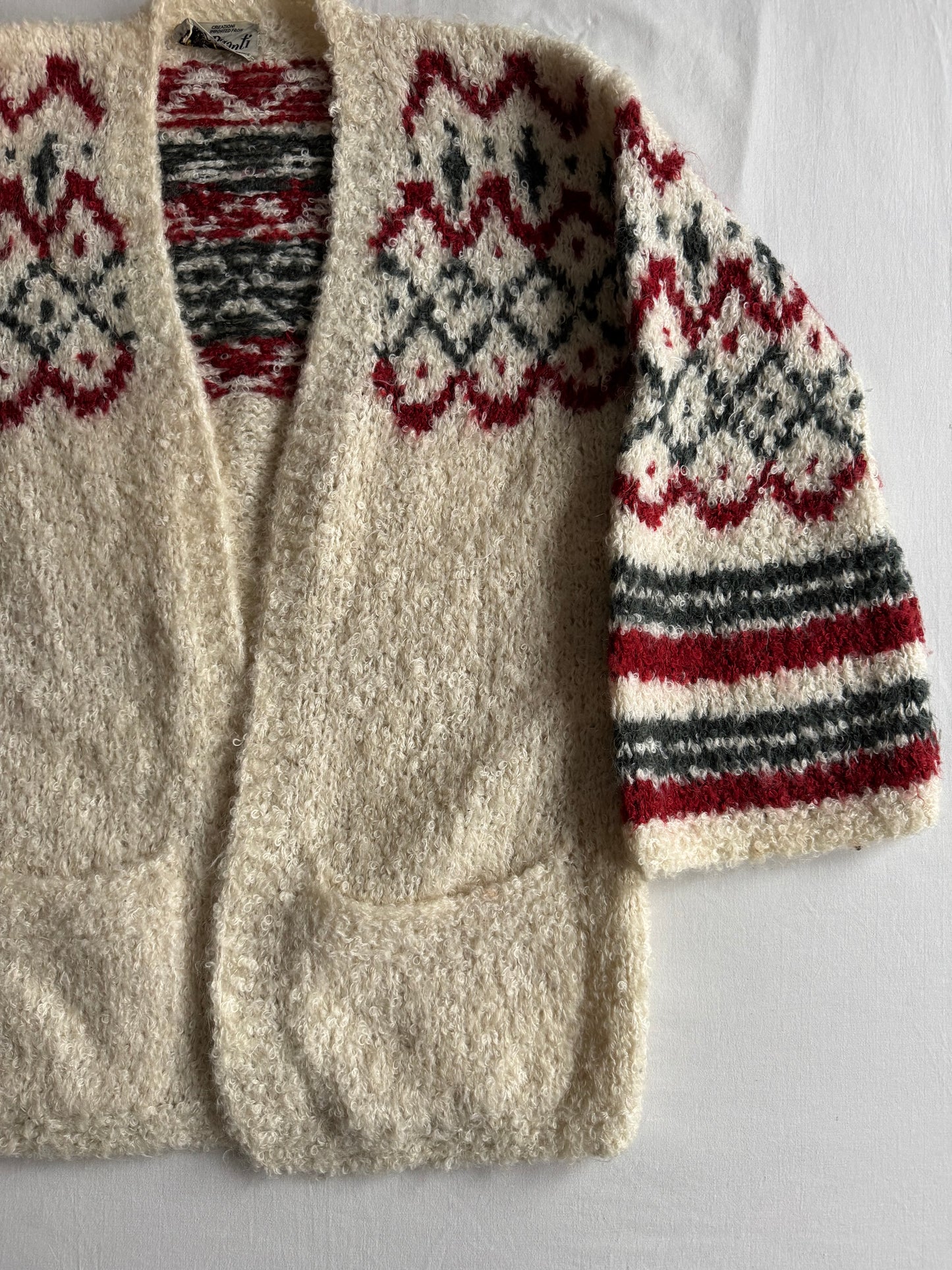 🧶 Cardigan Vintage Damă Fuzzy din Lână și Acril – aprox. M