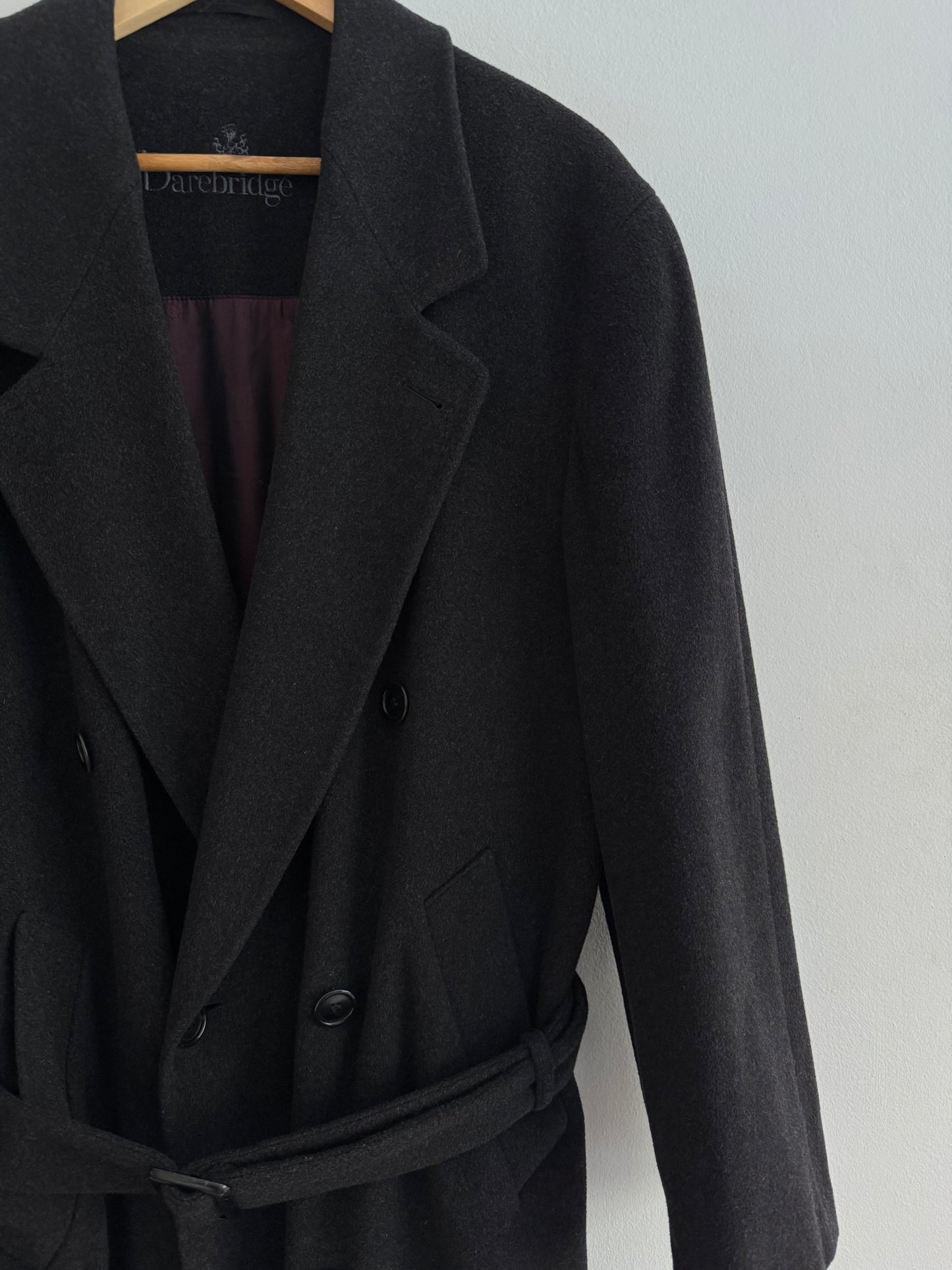 🎩 Palton Vintage Bărbați Gri Închis / Negru deschis din Cașmir – Marimea 48 (M oversized / L regular)