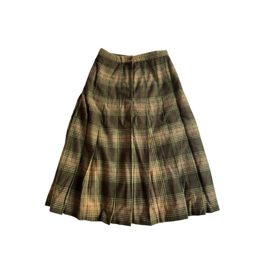 Fustă Vintage ’70s Plisată din Lână Tartan Dark Green Luisa Spagnoli – S (EU 36)