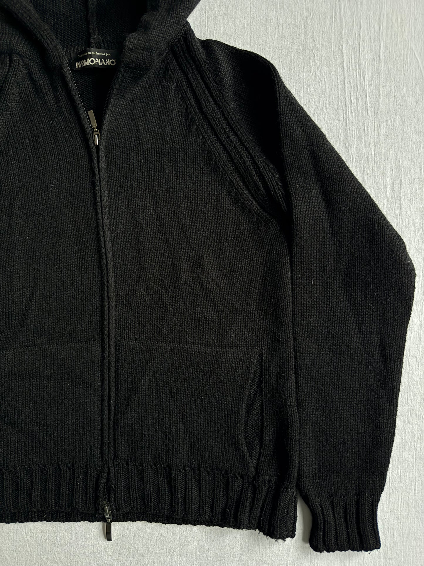 🧶 Hanorac Tricotat Y2K Damă Negru din Lână – S