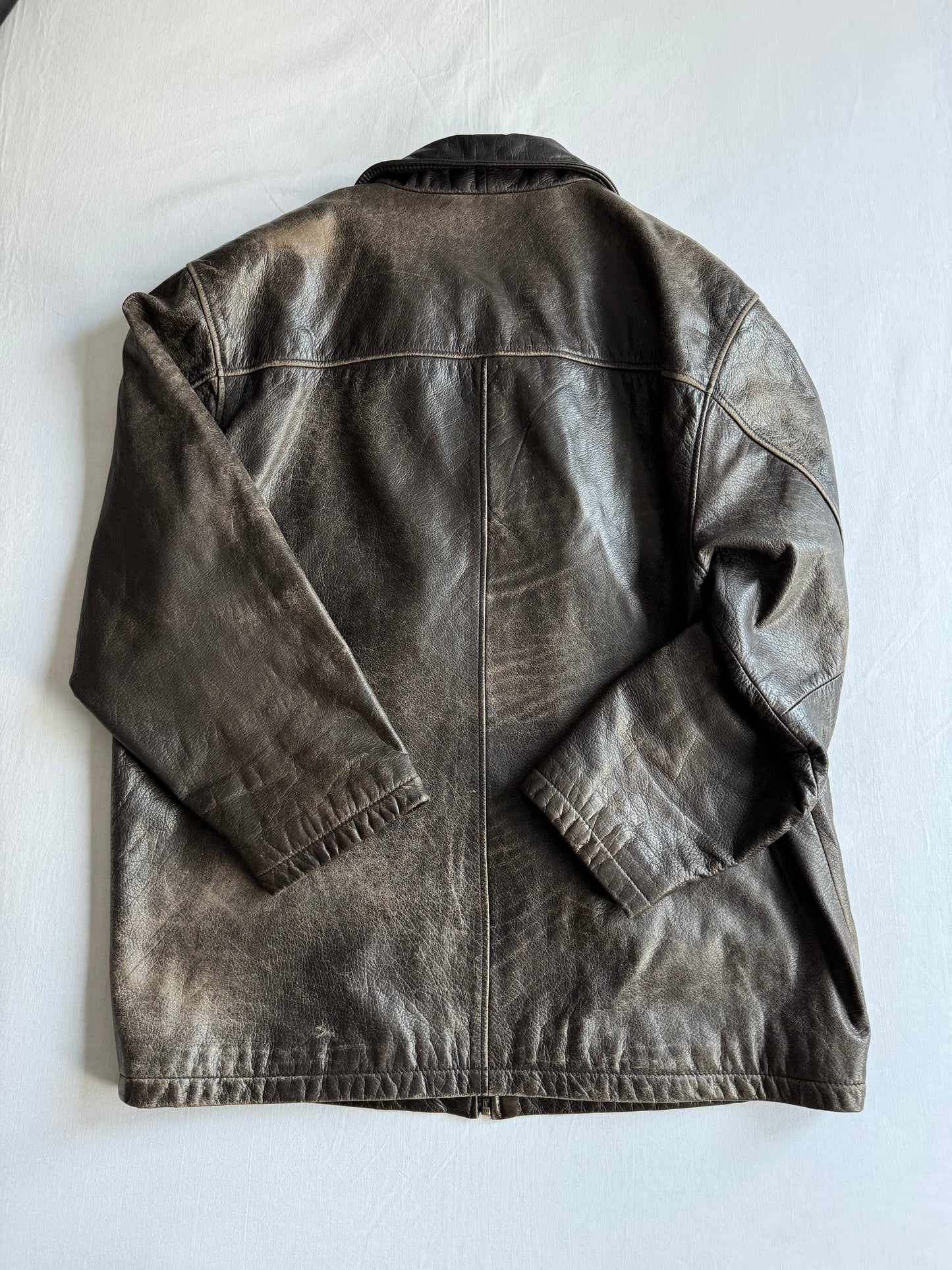 Geacă Vintage Damă din Piele Neagră Faded cu Patină Naturală – M (EU 38)