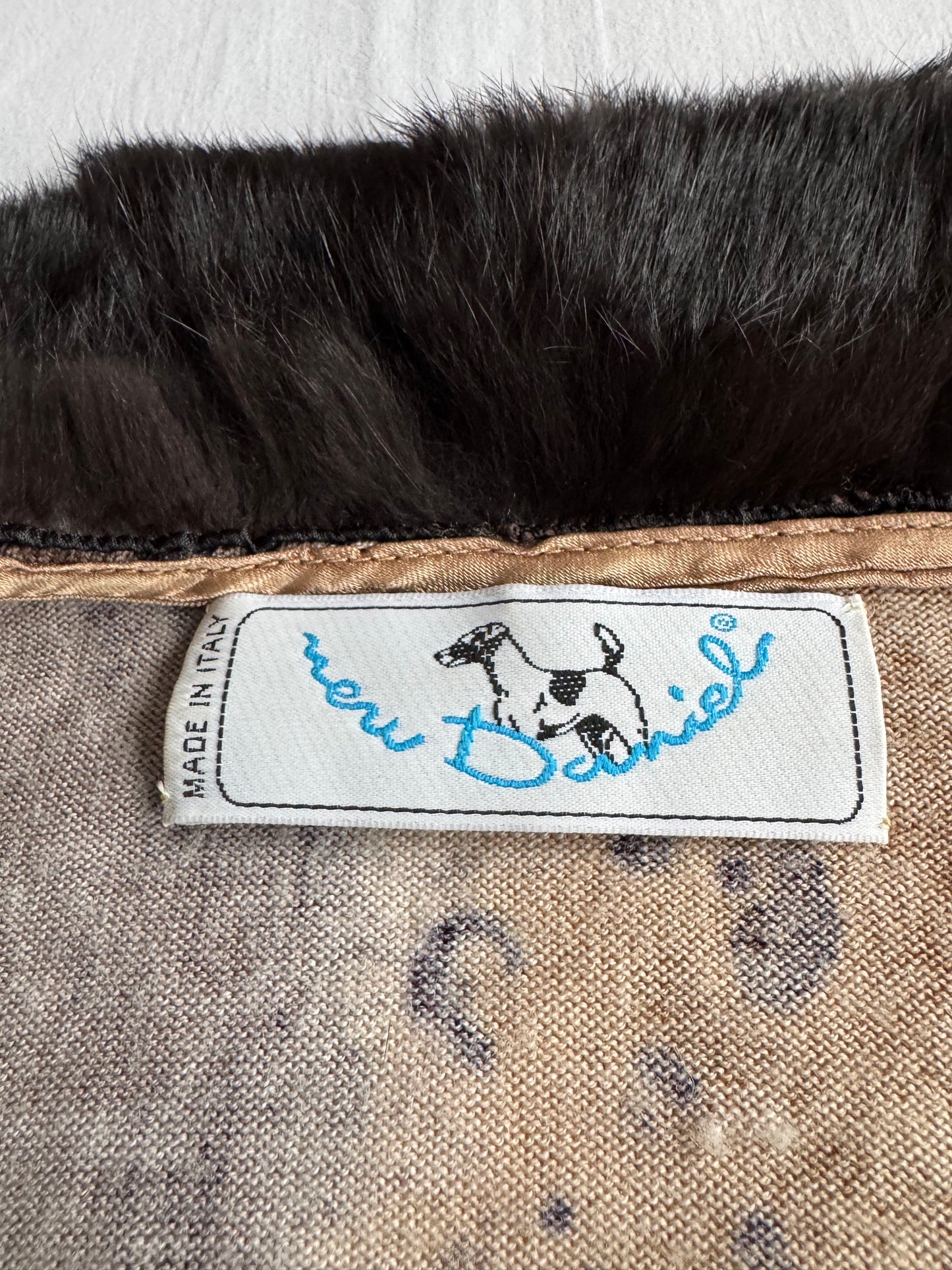 🐆 🧶 Pulover Y2K Damă Animal Print din Lână Merino cu Guler din Blană Naturală – Aprox. S/M Femei