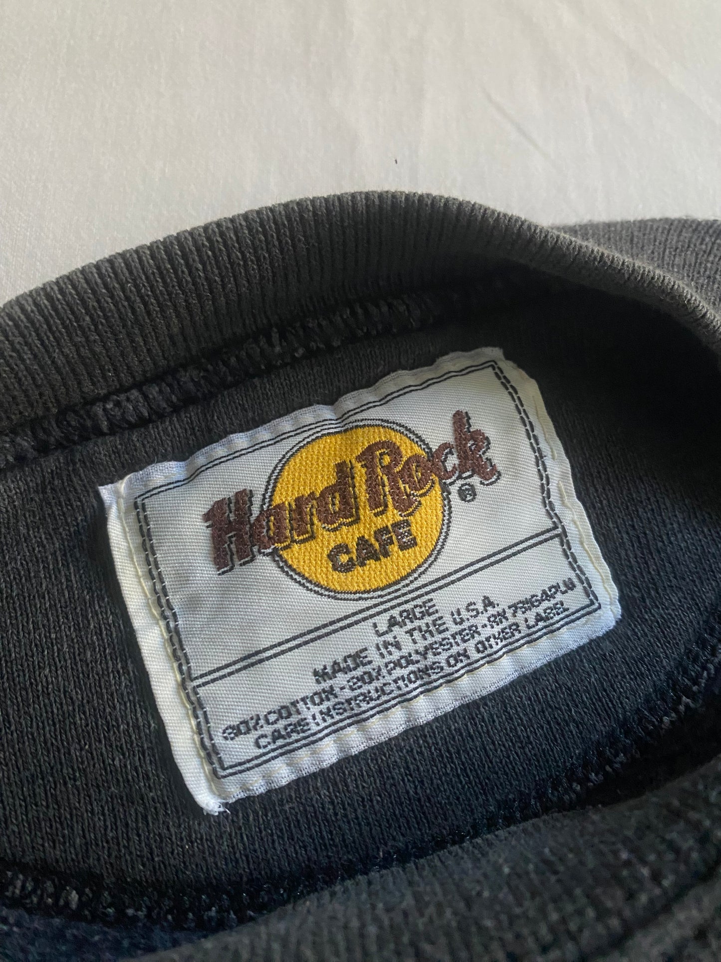 Crewneck Vintage Hard Rock Cafe – Faded Black – Made in USA – Mărime L