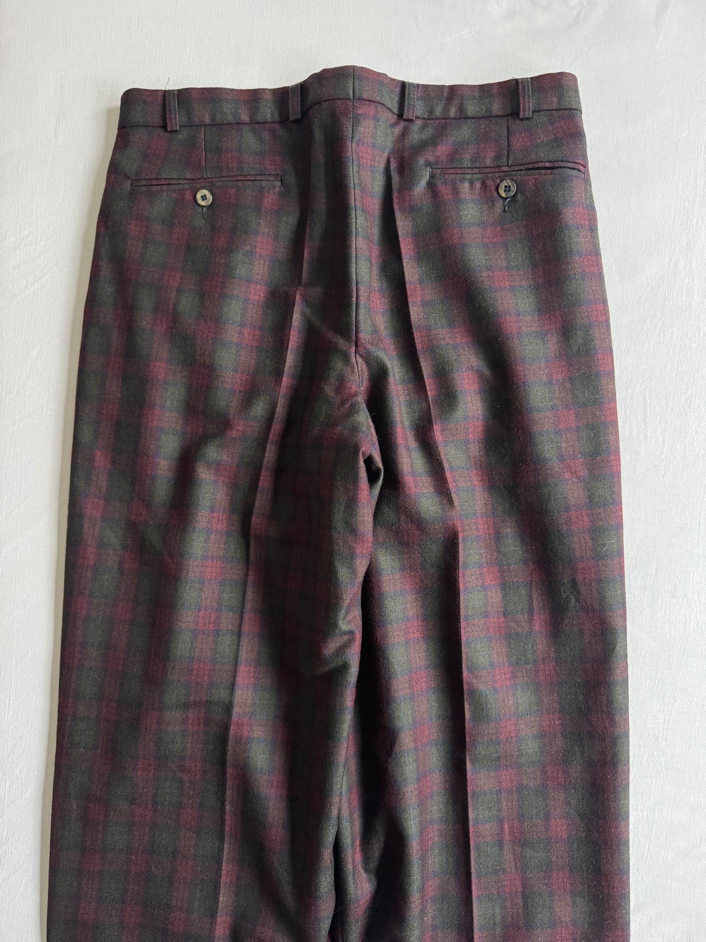 🍷 Pantaloni Vintage Slacks Burgundy & Verde / Pure New Wool (Size 50)