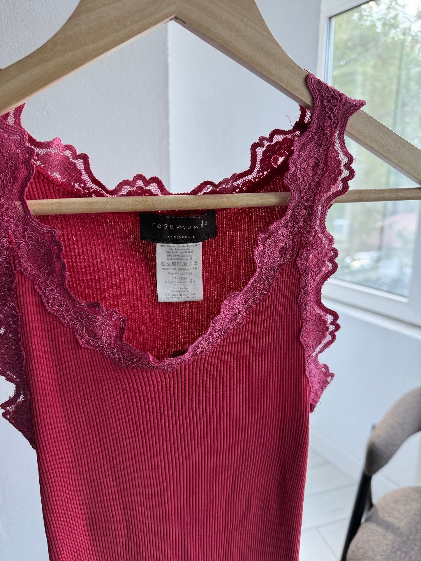 Top Cami Mătase Roșu Rosemunde Copenhagen | Mătase Mulberry şi Bumbac – M Damă