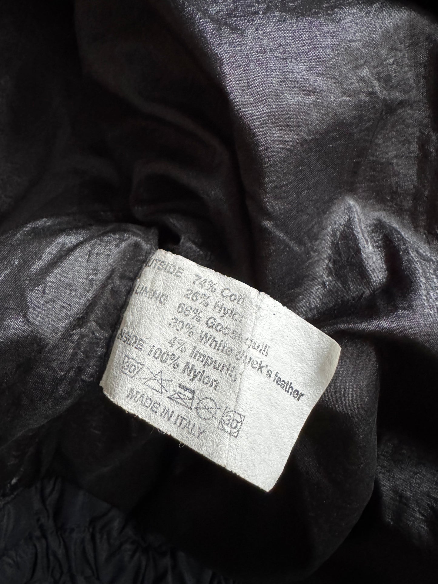 ⛷️ Geacă vintage Jet Set din puf natural cu guler din blană de raton – Made in Italy – mărime L