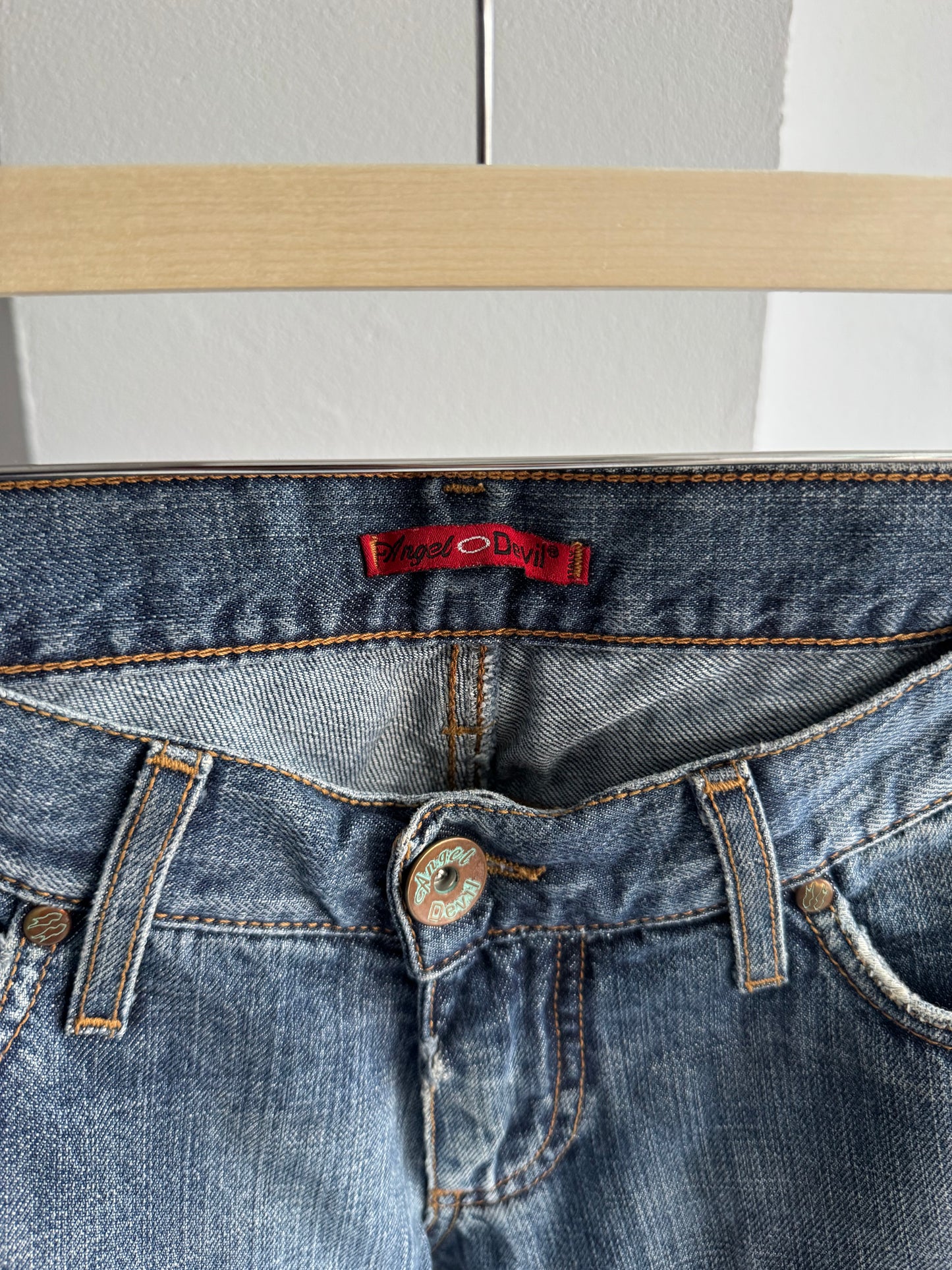 👖 Y2K Angel Devil Printed Jeans – W31 – Made in Italy