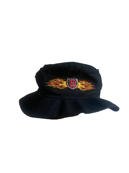 Y2K Embroidered Flames Bucket Hat