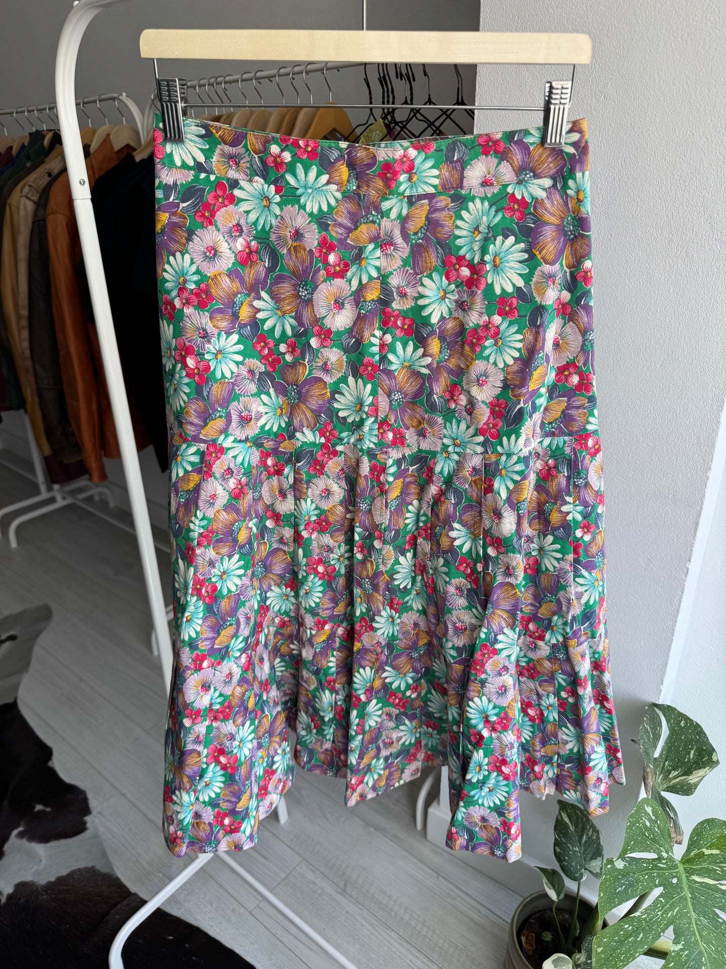 ☀️ Fustă Vintage Floral cu Print – Approx. M Damă