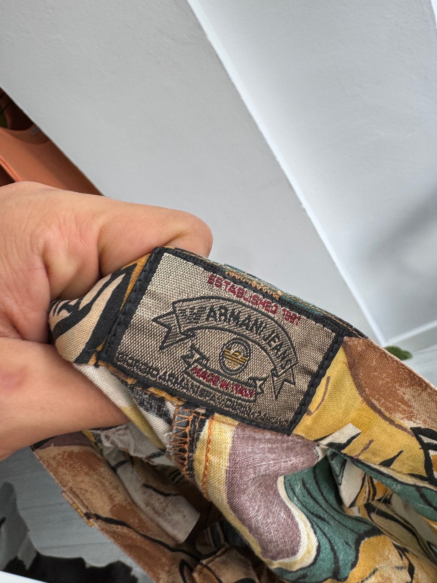 🌞 Pantaloni Harem Imprimați Giorgio Armani Arhivă '80s | Made in Italy – S Damă