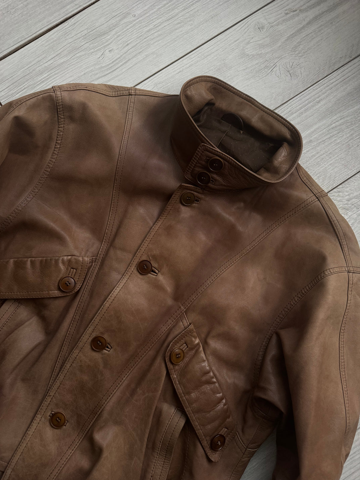 Jachetă Piele Naturală Maro Vintage Bărbați | L (50)