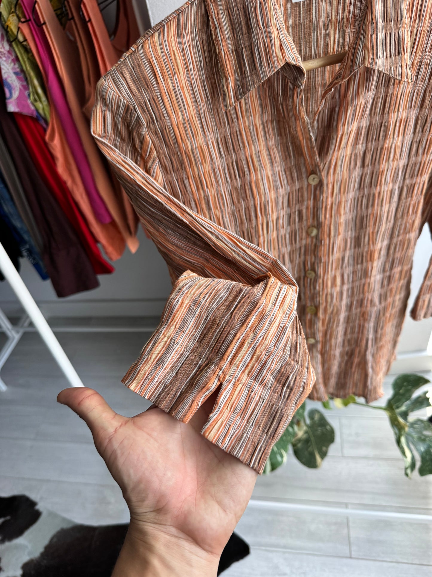 💁‍♀️ Cămașă Texturată Y2K cu Mânecă 3/4 – M Damă (EU 38)