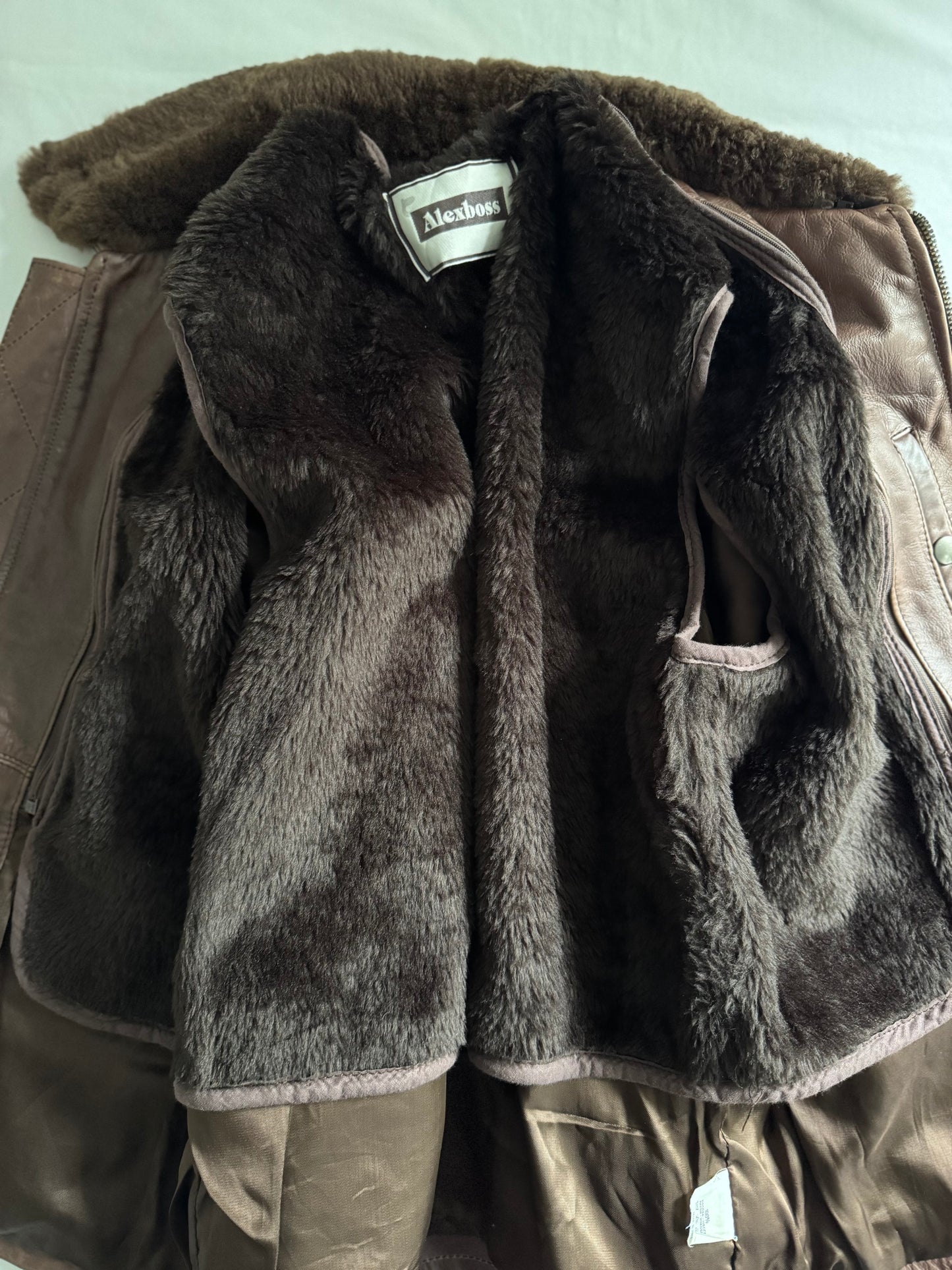 🧥 Geacă Vintage din Piele Maro cu Guler și Căptușeală Detasabilă din Faux Shearling – Mărime M (Made in Italy)