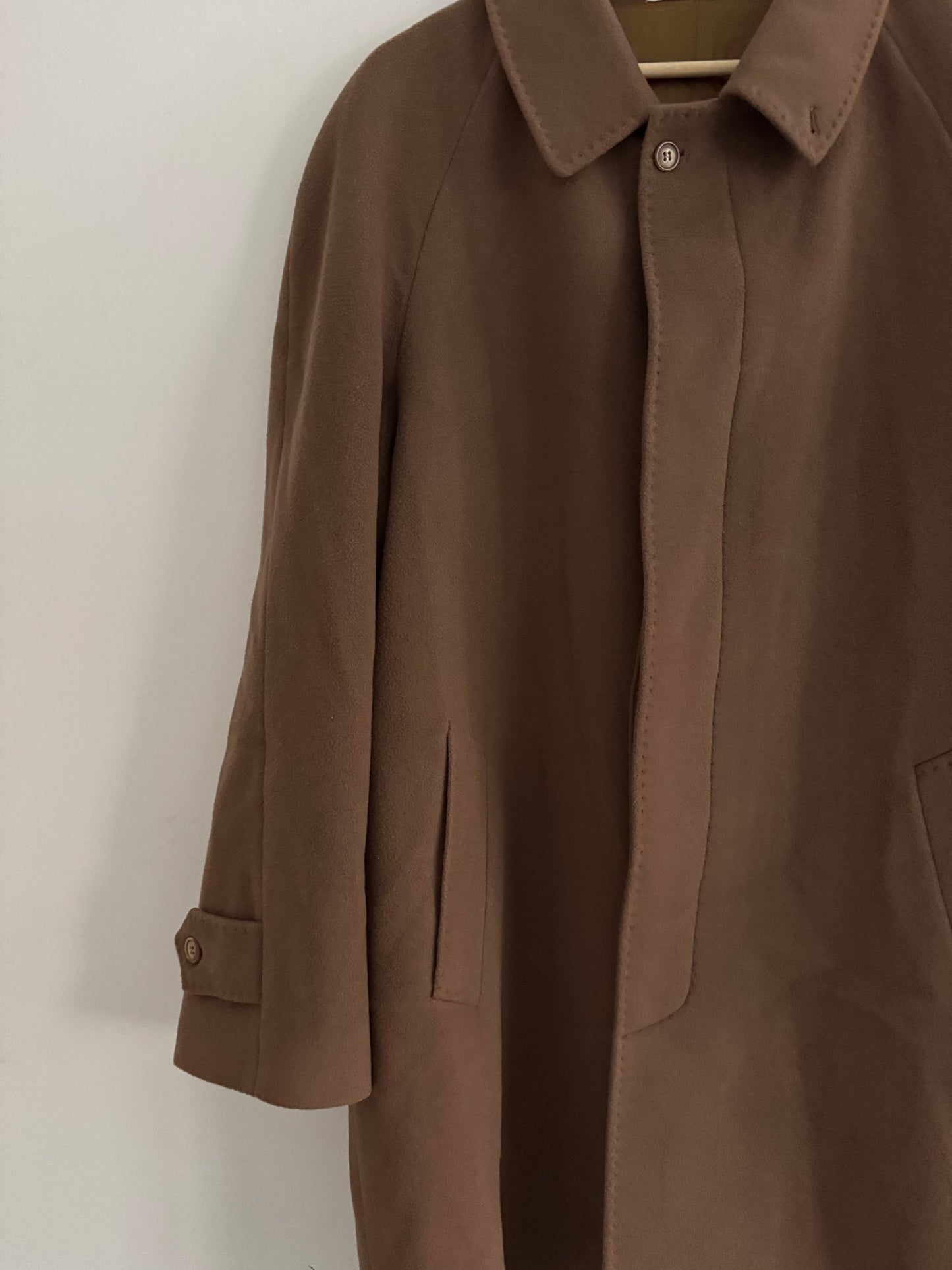 🧥 Palton Vintage Bărbați Camel Închis din Lână și Cașmir – 52 (L / XL)