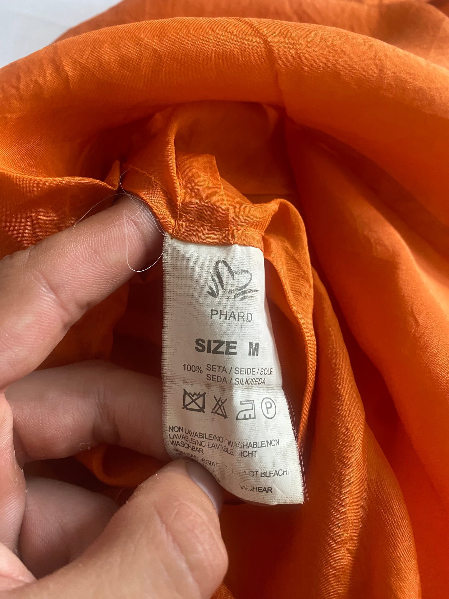 🍊 Top Y2K din Mătase Portocalie – Femei M – Made in Italy