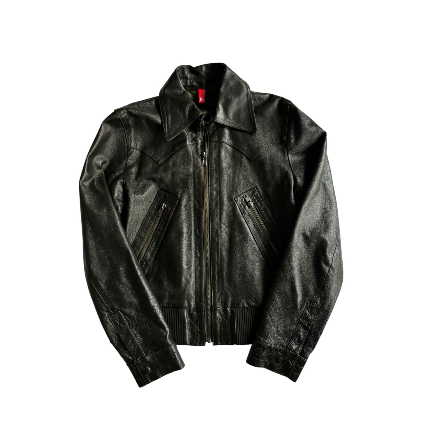 🐢 Geacă Y2K Damă din Piele Verde Închis – M