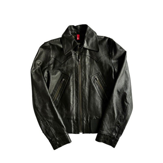 🐢 Geacă Y2K Damă din Piele Verde Închis – M