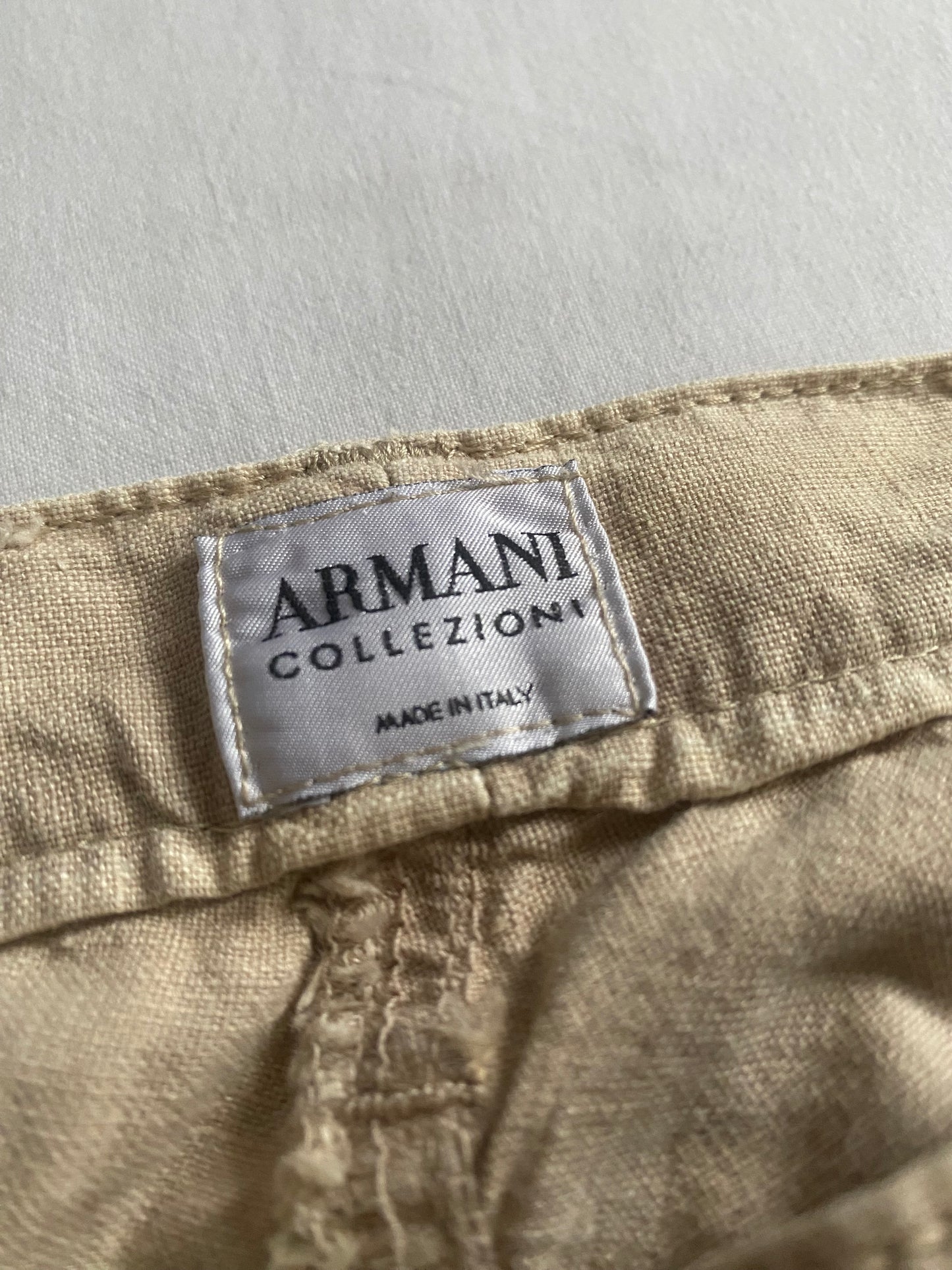 Armani Y2K – Pantaloni Crem din Bumbac și Cânepă