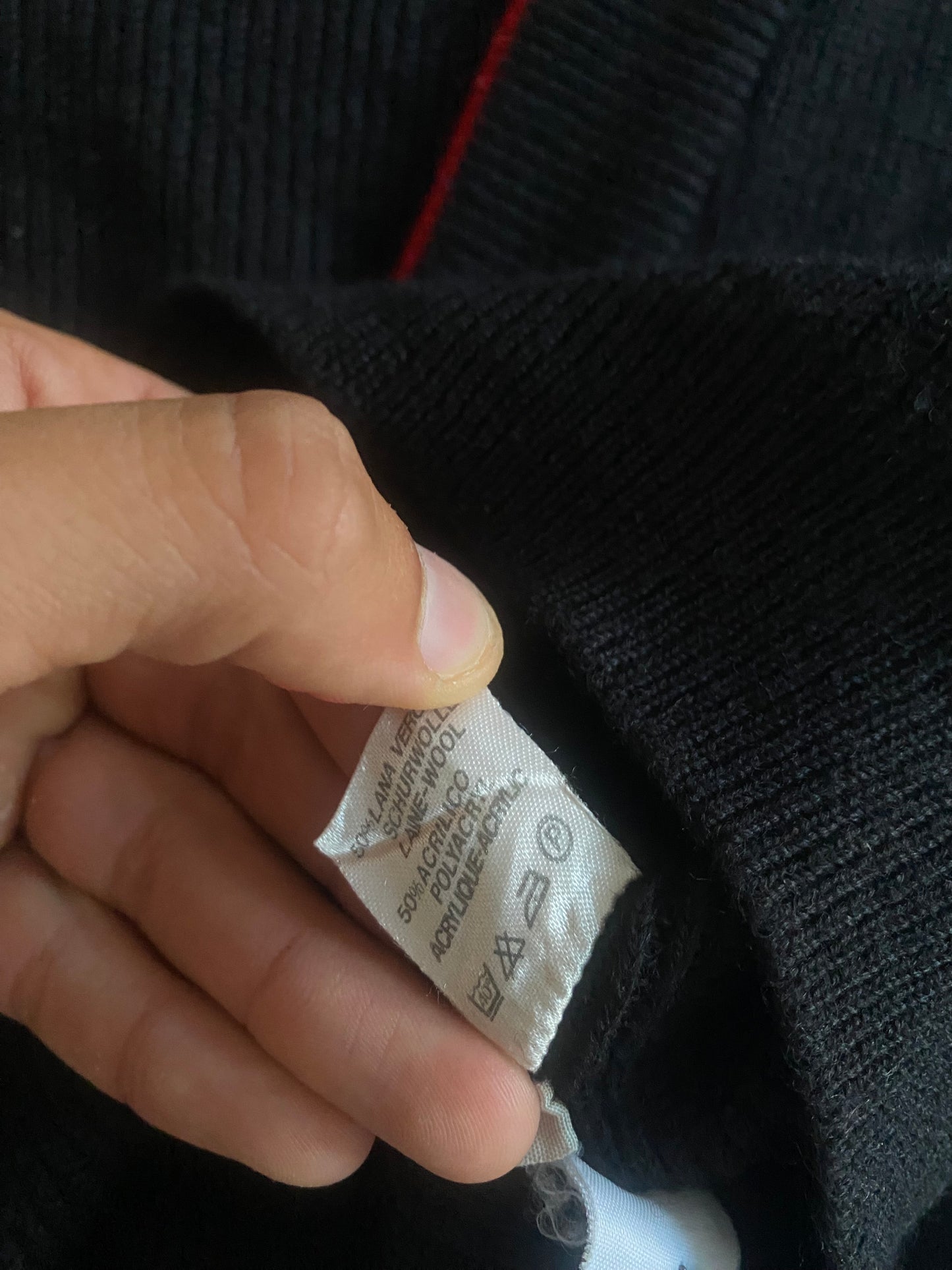 Cardigan Vintage Ferrari – Negru – Lână Virgina & Acril – Made in Italy – Mărime L