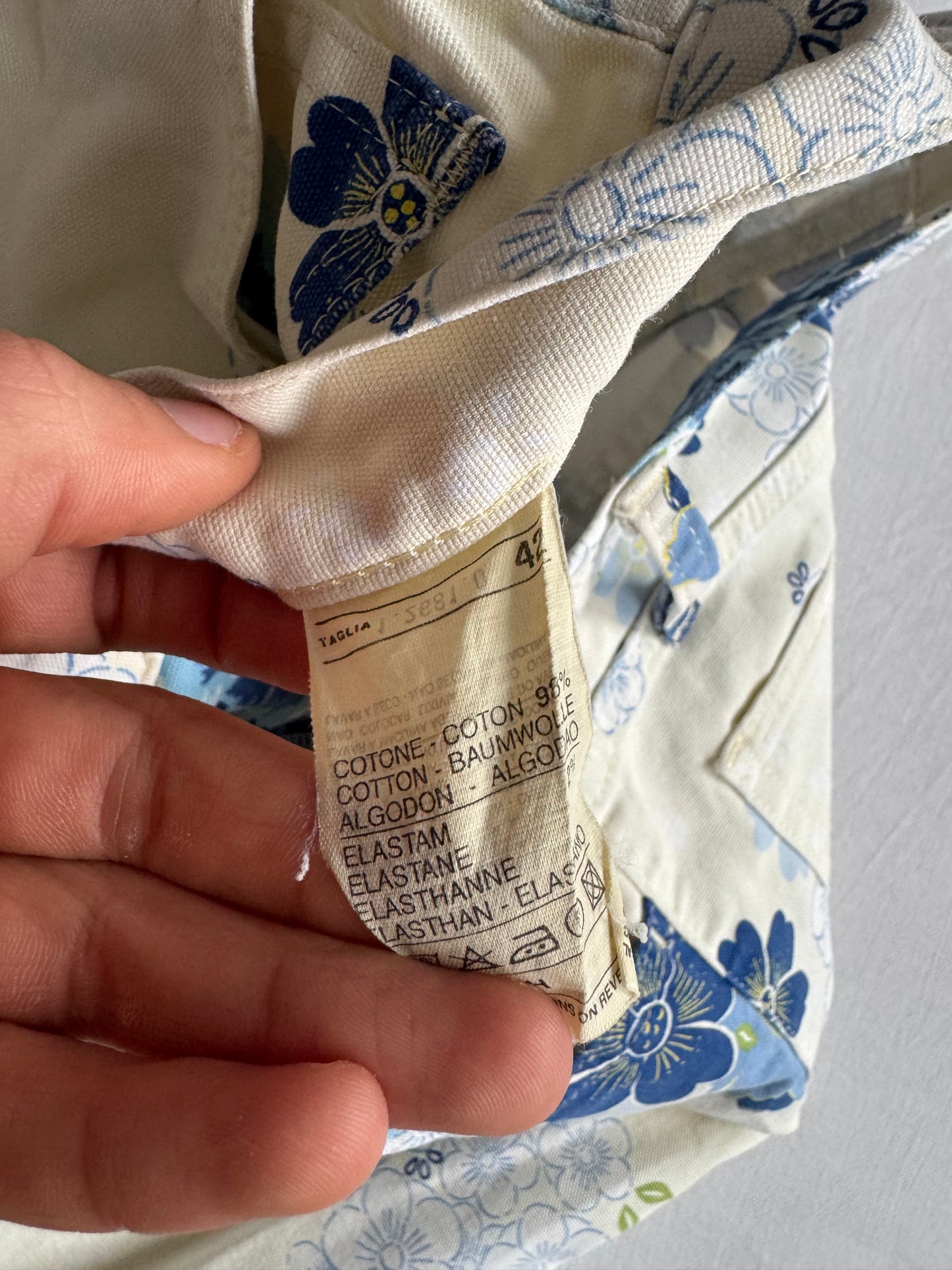 🌼 Pantaloni Y2K Damă Benetton Bootcut cu Imprimeu Floral – S (IT 42)