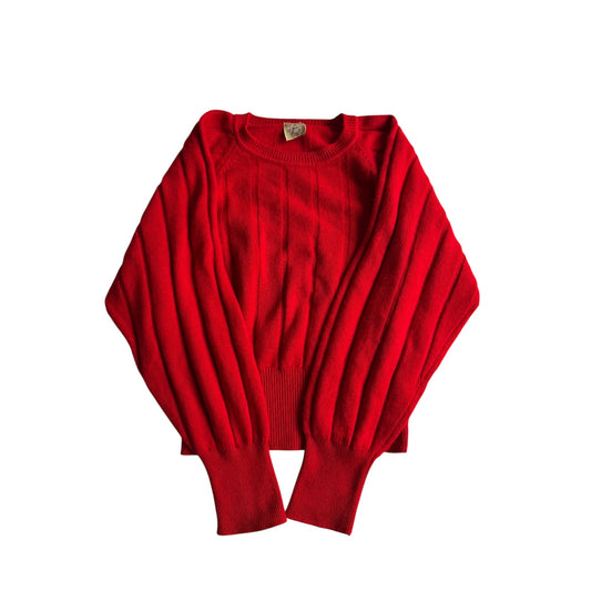 🍒 Pulover Vintage Damă Roșu din Lână & Angora – L