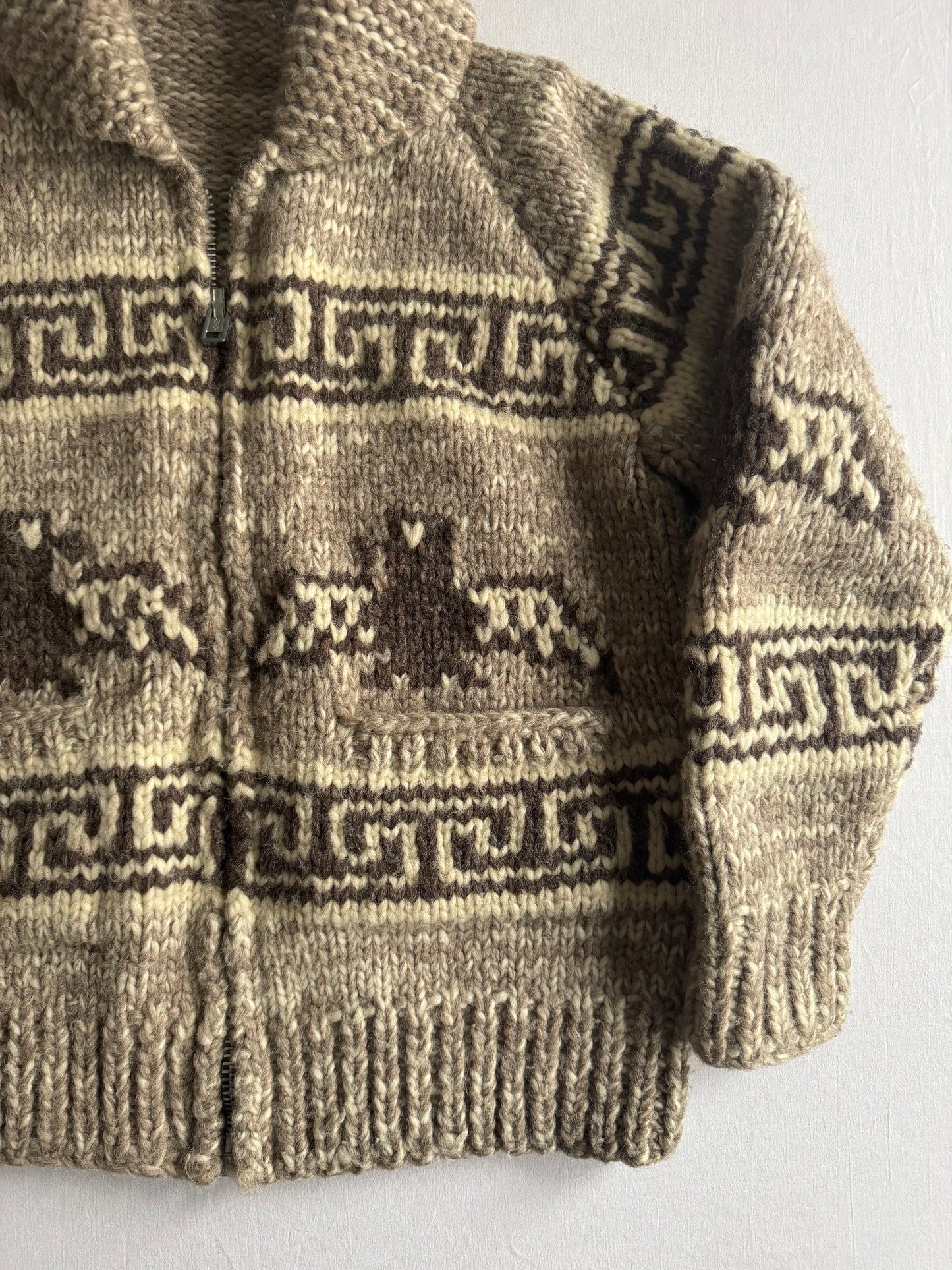 🦅 60’s Tuak Cowichan Thunderbird Wool Sweater – Mărime M