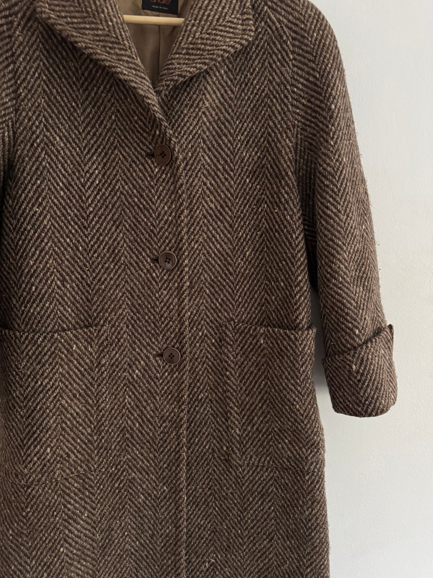 🧥 Palton Vintage Damă din Tweed Irlandez din Lână – IT 42 (S / M Femei)
