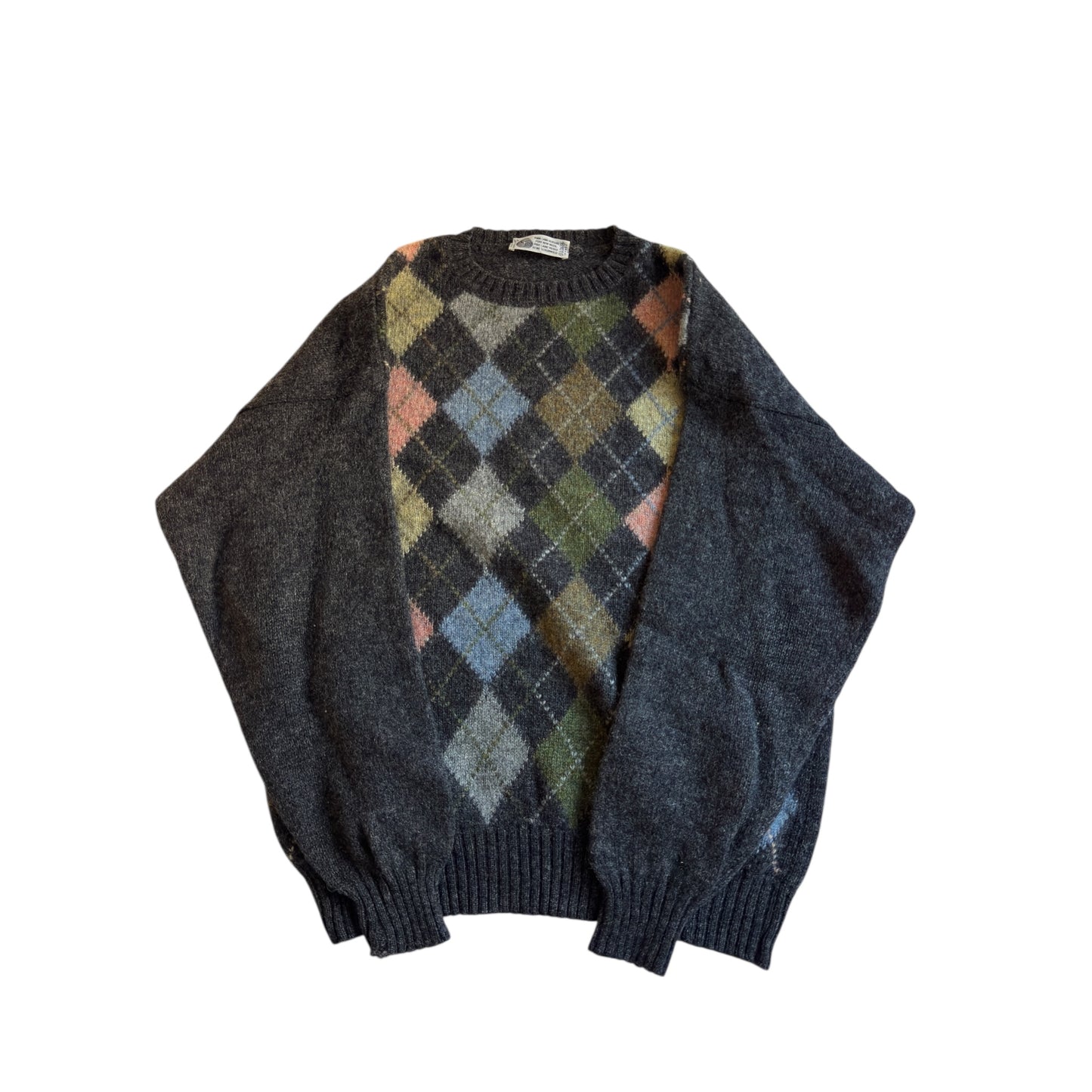 🧶 Pulover vintage cu model argyle – mărimea L (Made in Italy)
