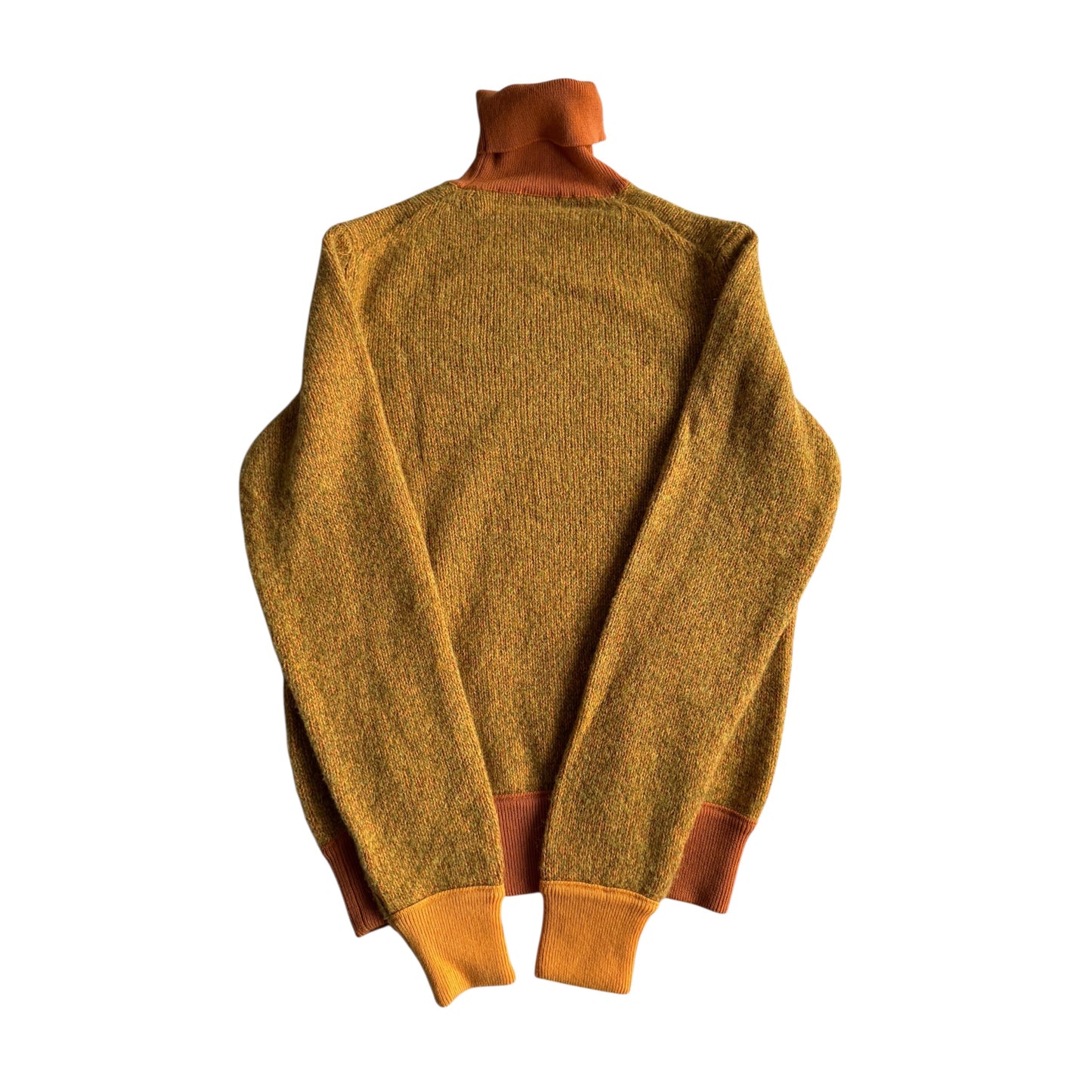 🧶 Pulover Vintage Damă Malo Portocaliu cu Guler Înalt din Cașmir și Lână Virgină – S