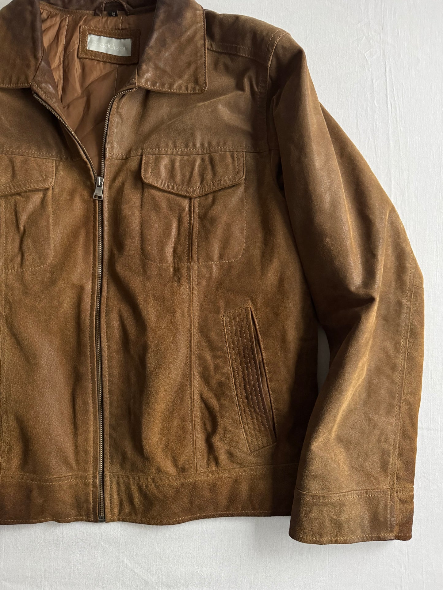 🧥 Geacă vintage din piele maro cu patină | mărimea 48 (M bărbați)
