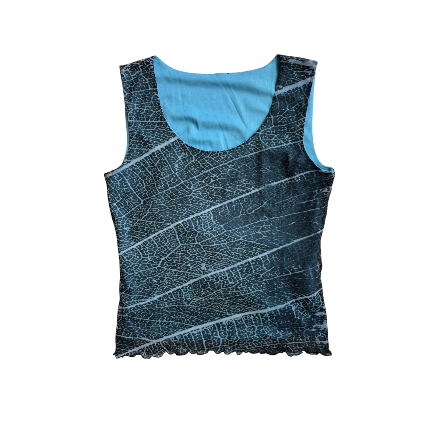 🐆 Top Mesh Albastru Animal Print Y2K – S/M Damă (38)