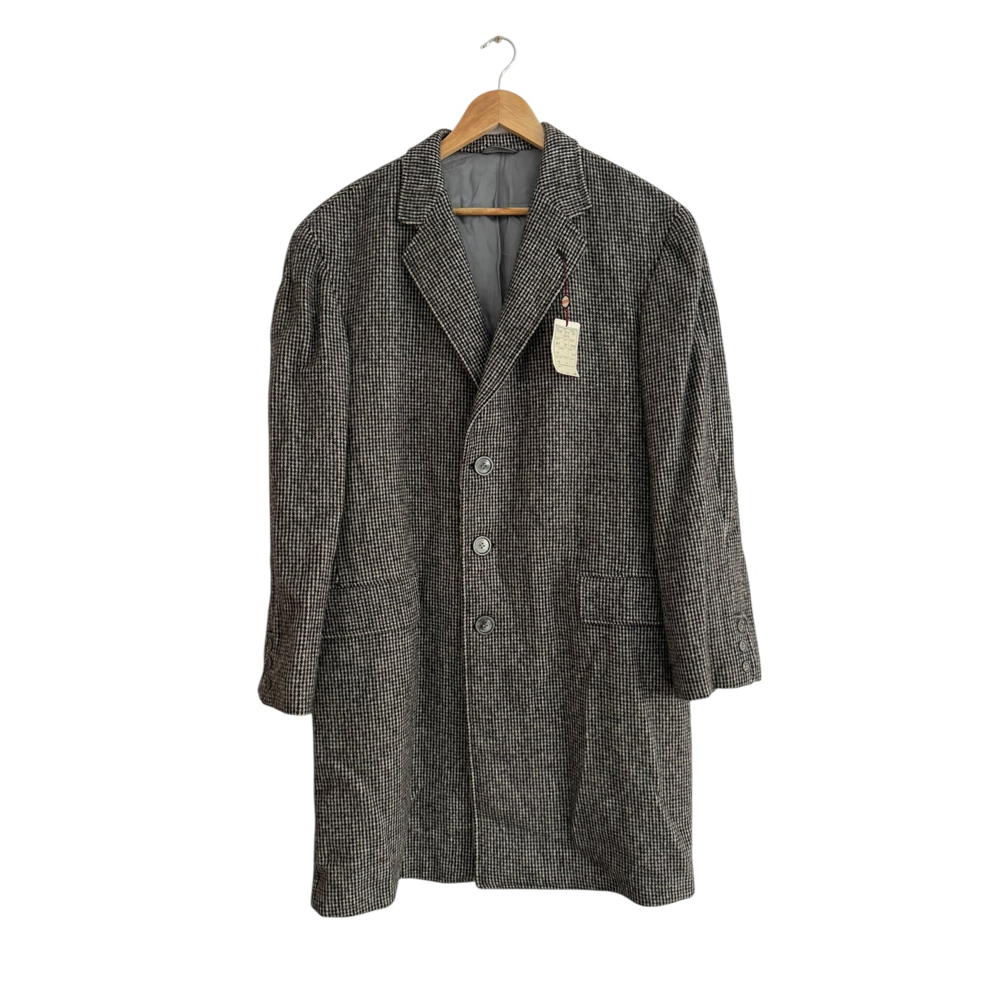 🧥 Palton Deadstock 70’s Gri Texturat din Lână Pură – Marimea 48 (M Bărbați)