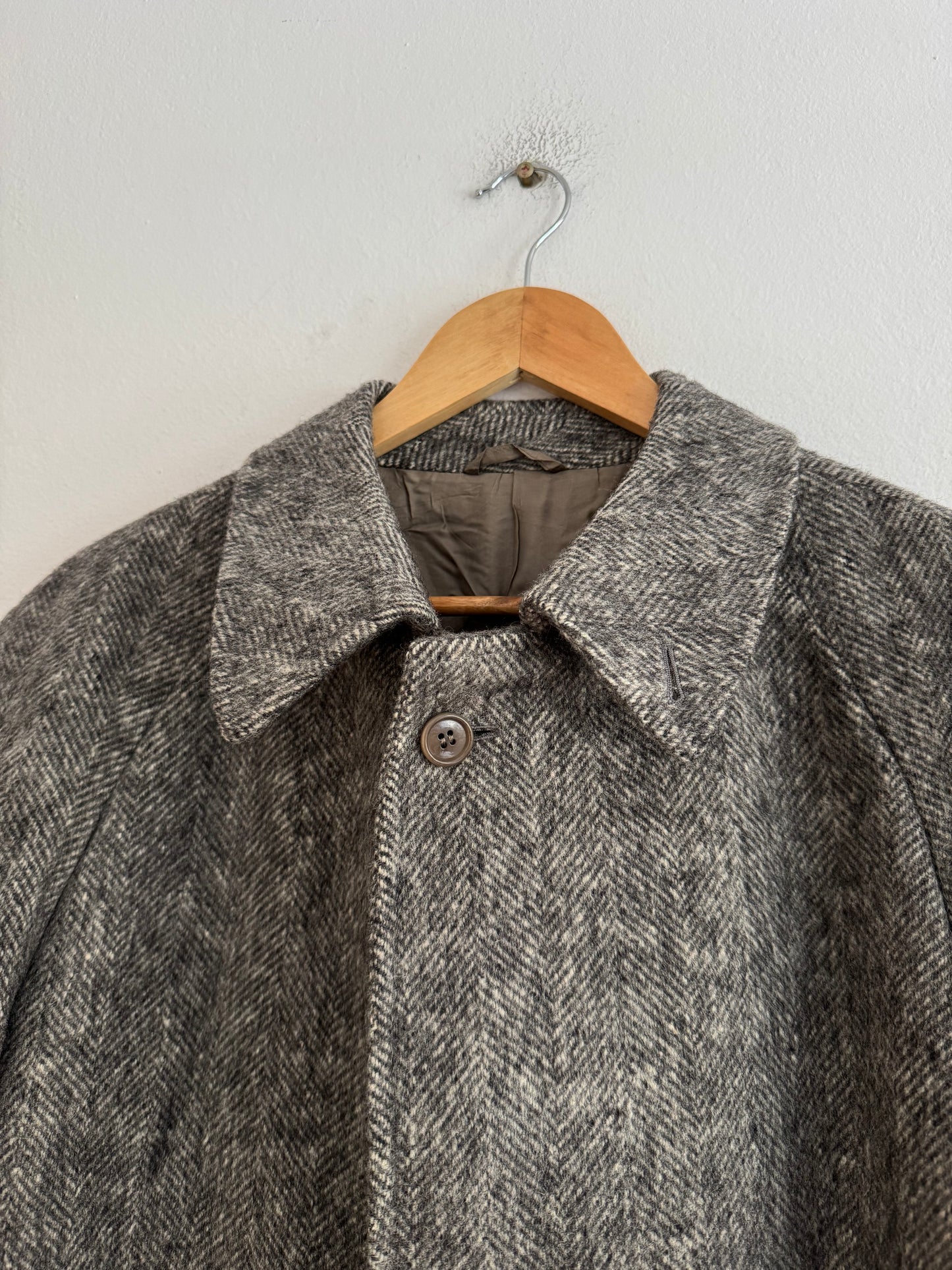 🧥 Palton Vintage Gri din Lână Virgină – Mărimea 50 (L Bărbați)