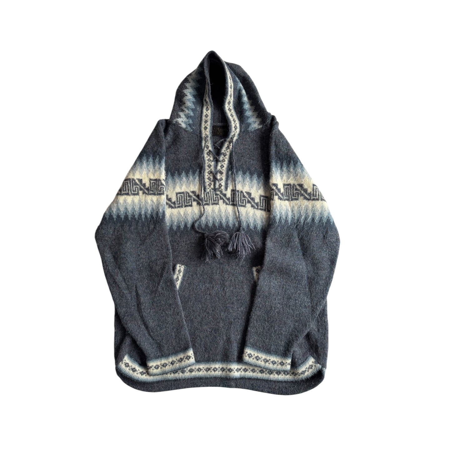 🦙 Hanorac Vintage Bărbați Albastru din Alpaca – aprox. M