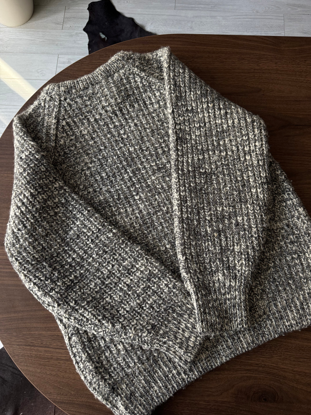 Pulover Lână Gri Vintage Bărbați | Tricot Gros | L