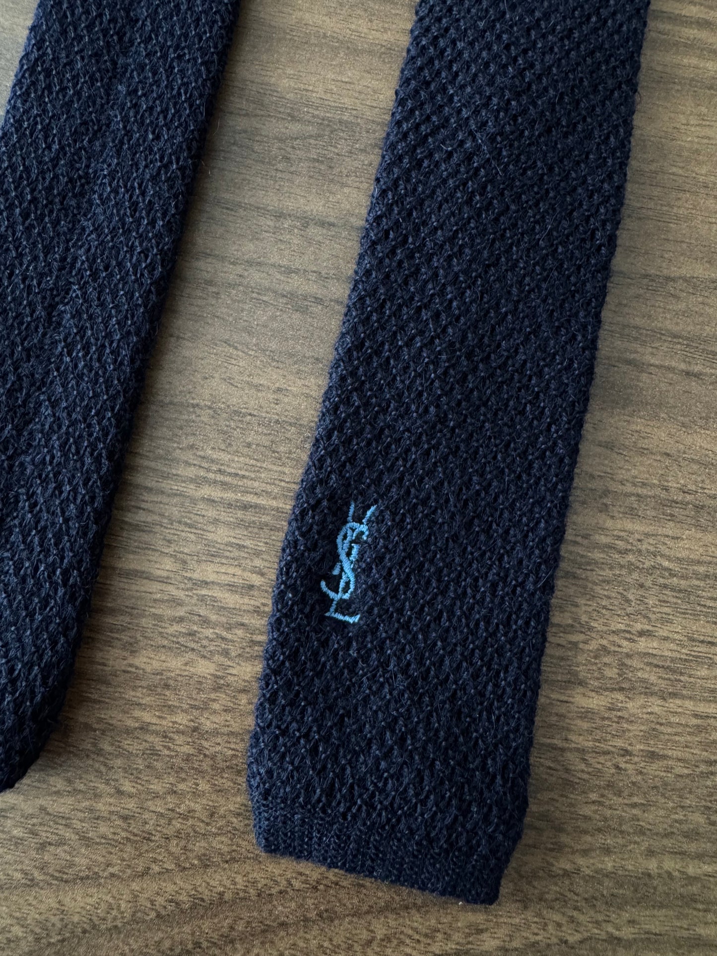 👔 Cravată Tricotată Navy Lană Yves Saint Laurent Vintage | YSL