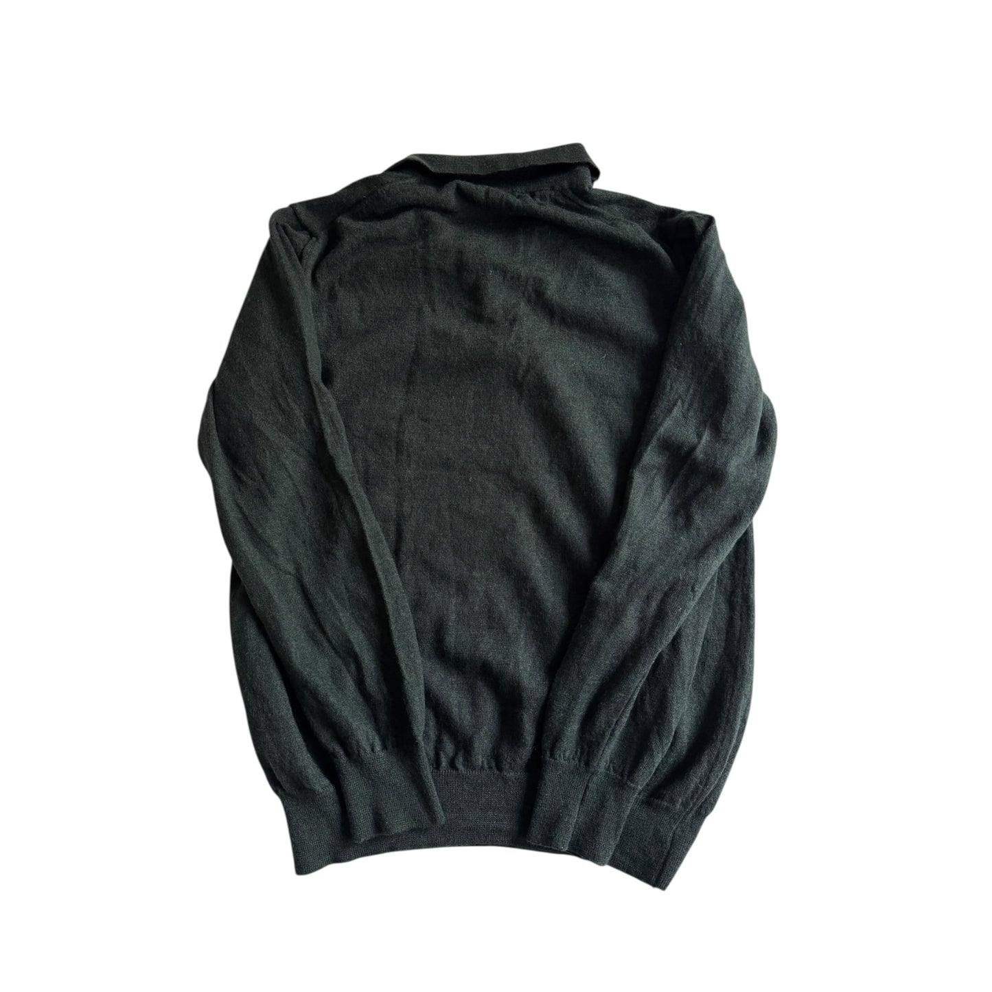 🐑 Pulover Dark Green cu Guler Polo și 3 Nasturi – Mărimea L Femei